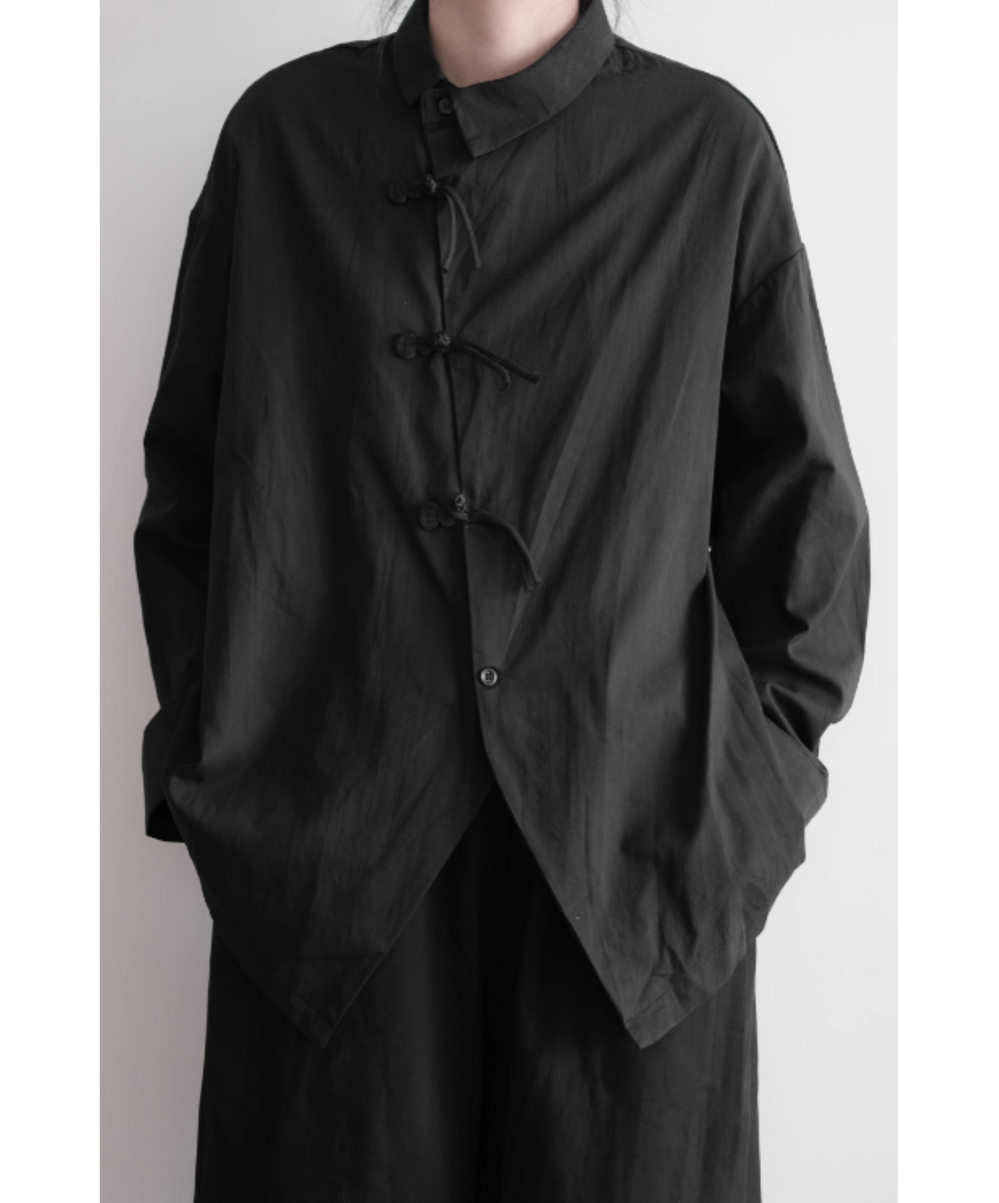 dark chinese button shirt EN1574