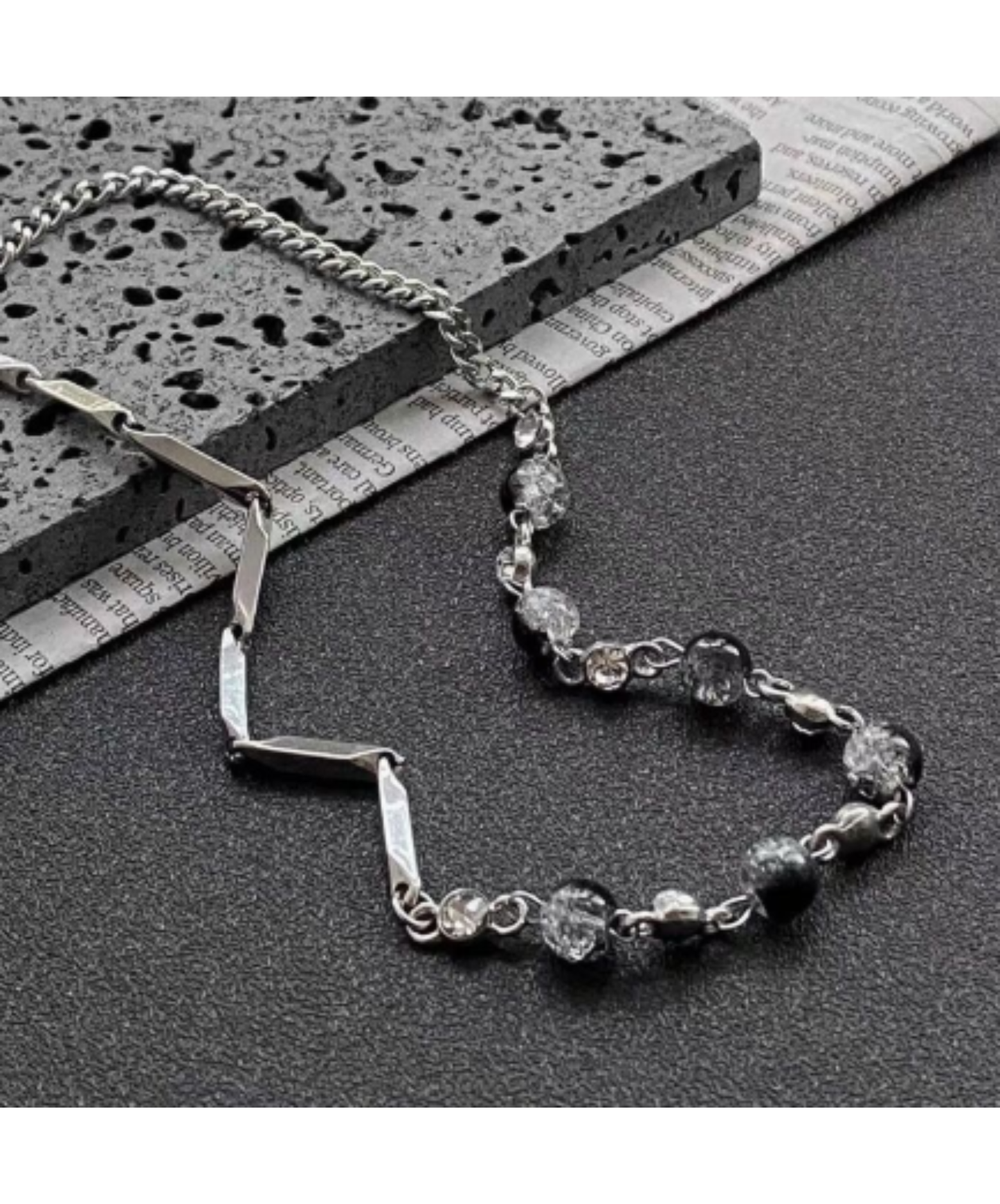 silver chain clear parts necklace EN2930