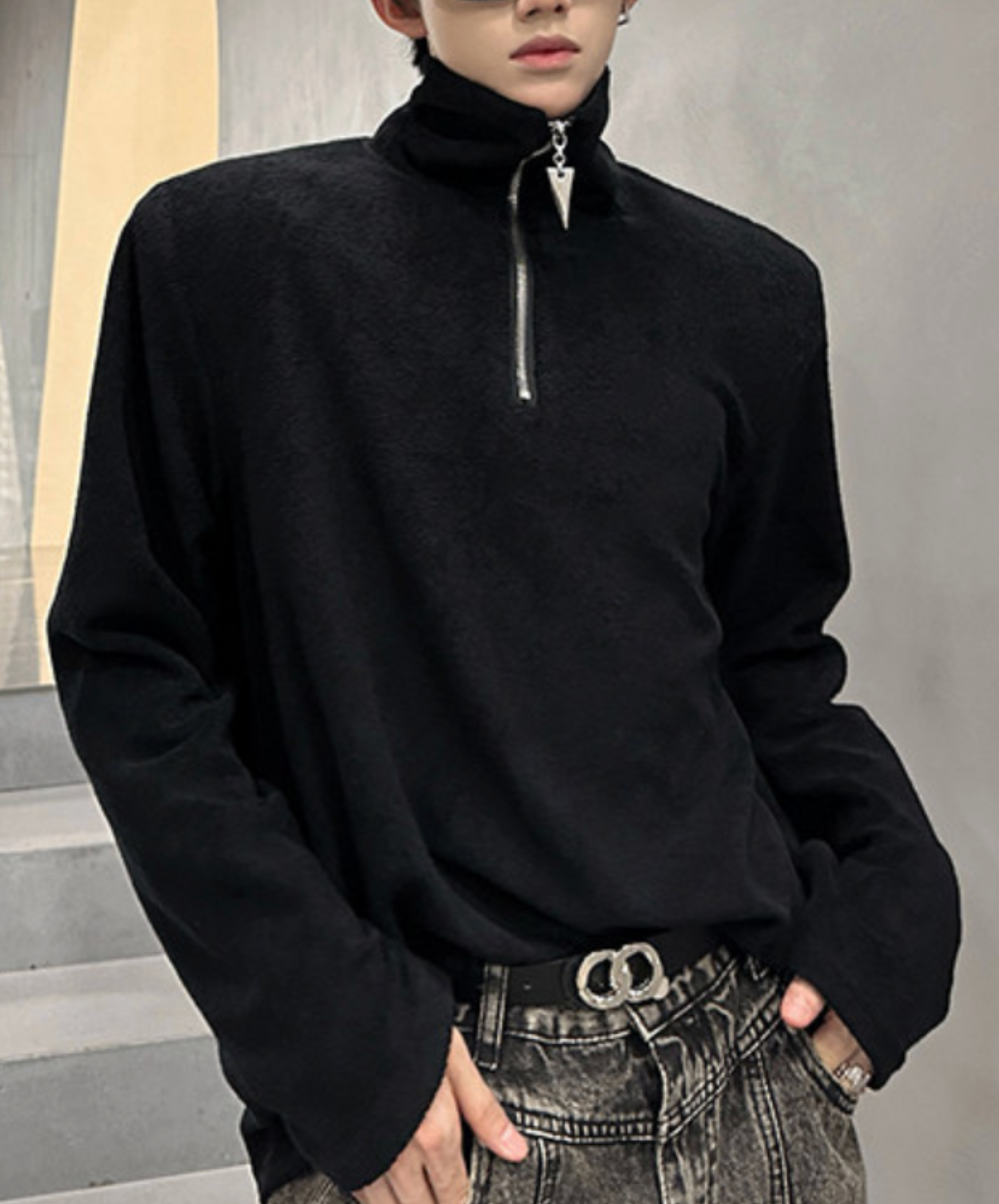 dark half-zip neck sweatshirts EN2637