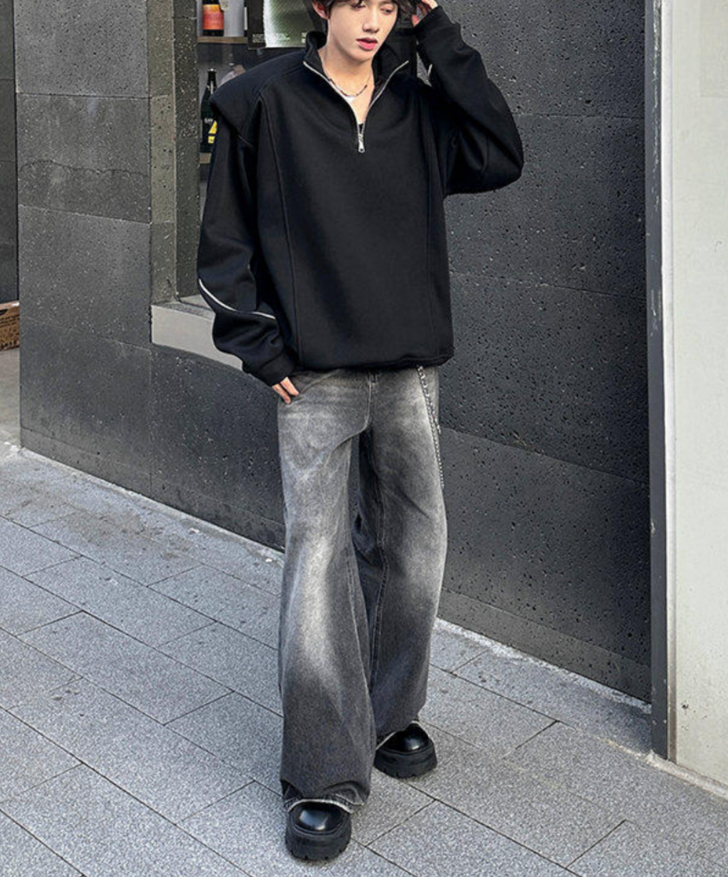 turtleneck zipper and fleece lining sweatshirt EN2683