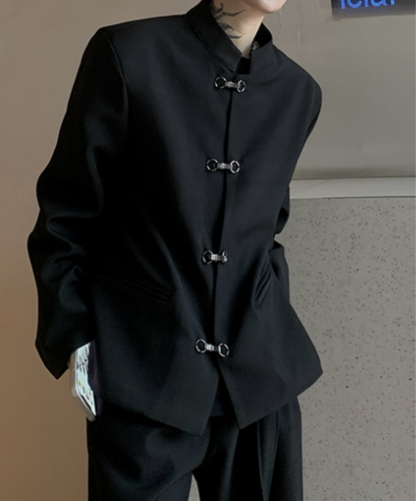 【style68】dark mode outfit set EN1892（jacket + shirt + pants set）