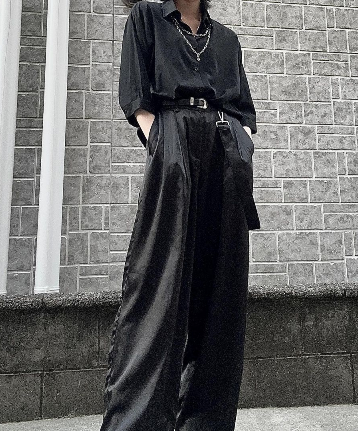 【style32】dark mode outfit set EN1093（ shirt + pants set）