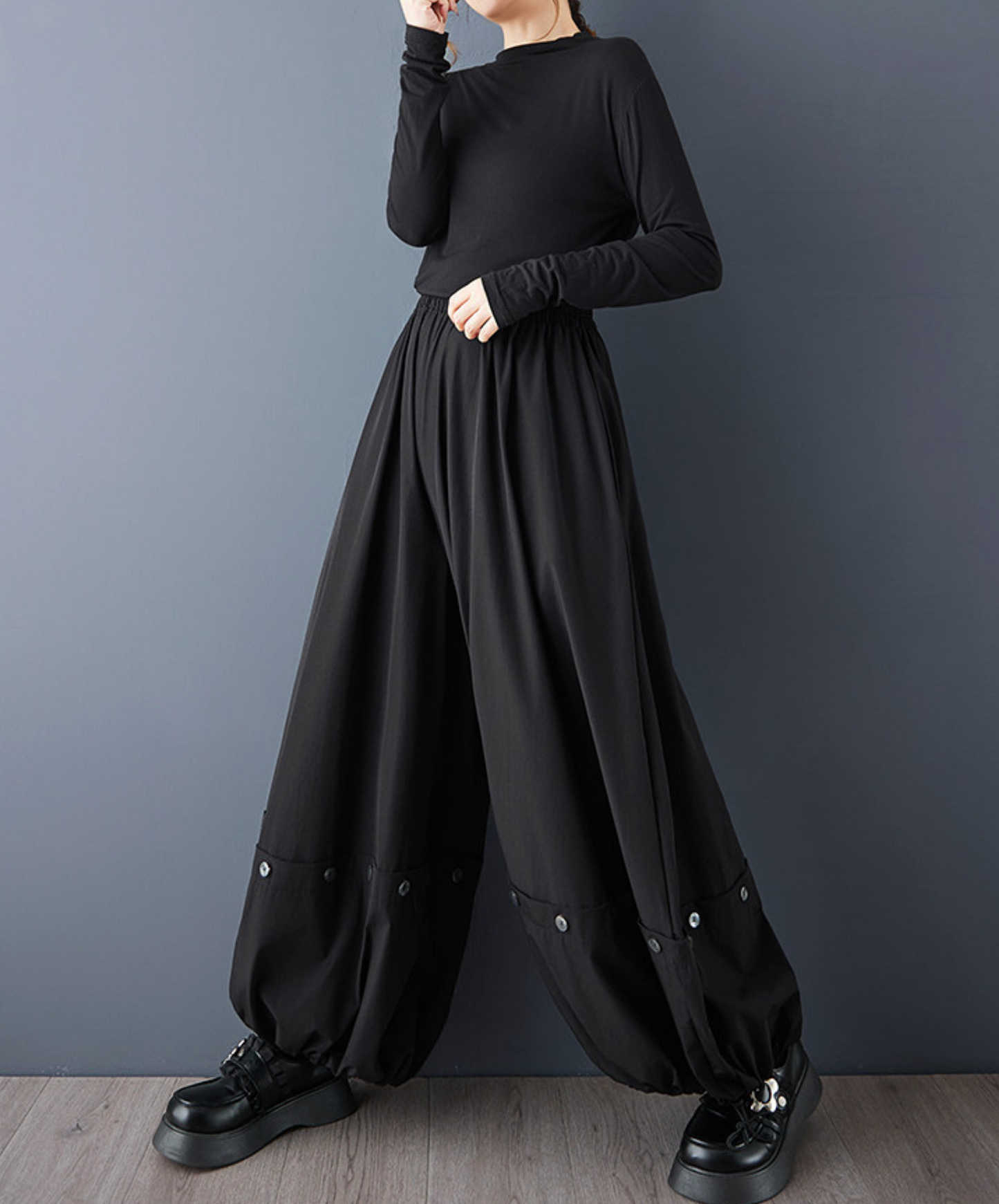 button-down tulip style wide pants EN2707
