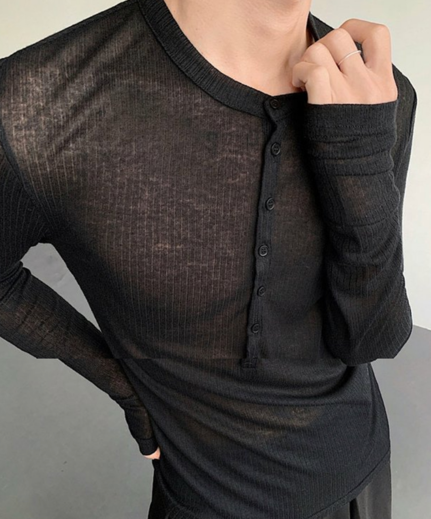 half-open thin long t-shirt EN2326
