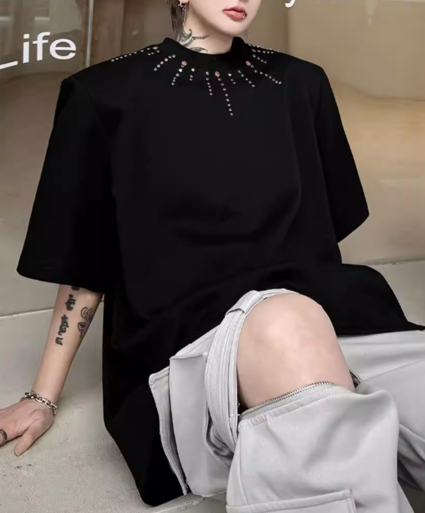 beaded meteor design t-shirt EN2826