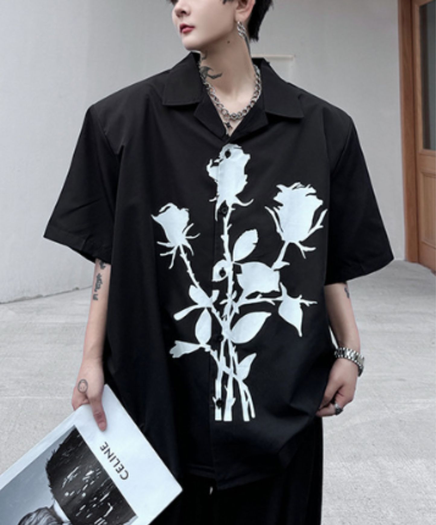rose silhouette print shirt EN2905