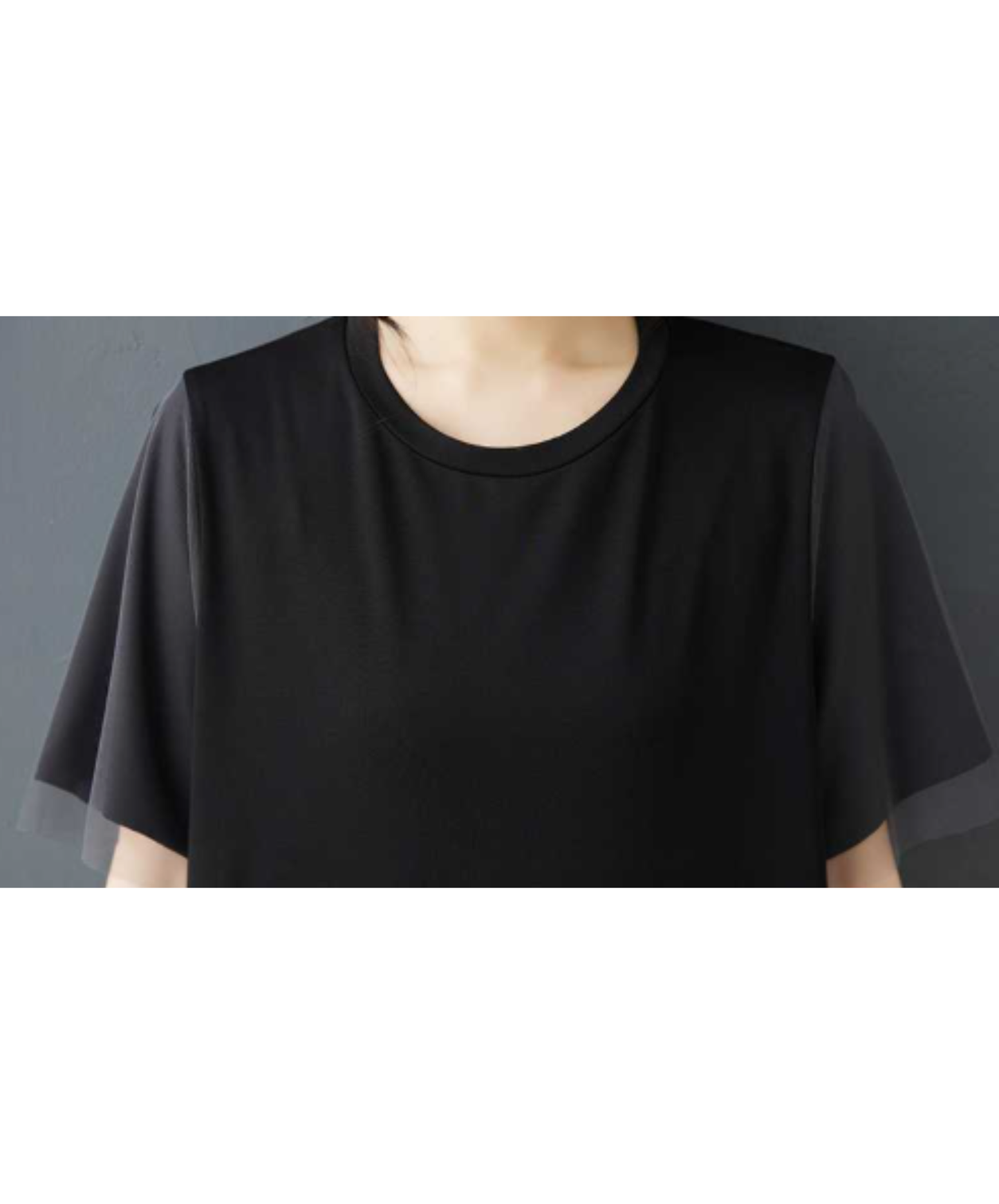asymmetrical mesh patchwork design t-shirt EN3045