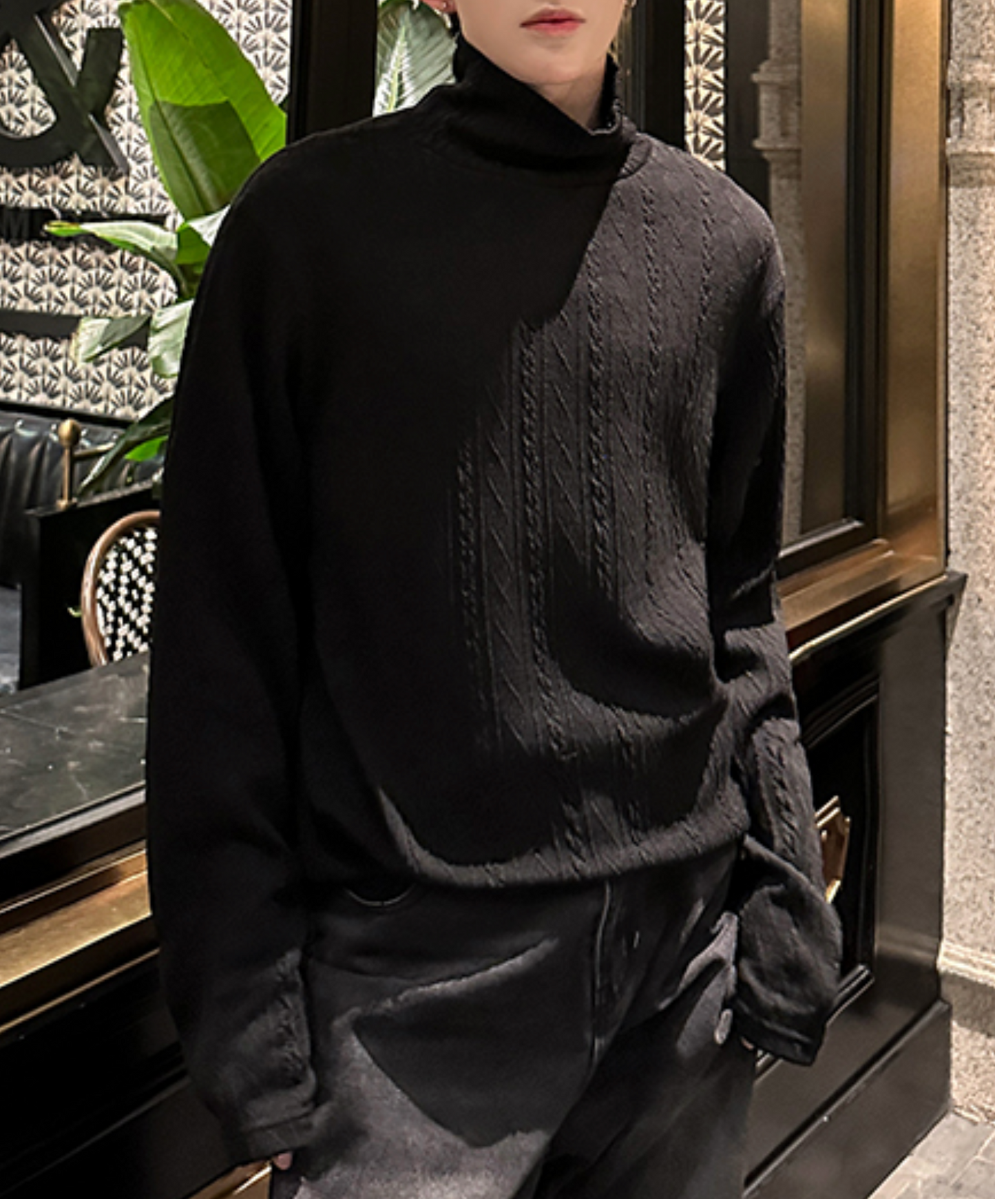 relaxed jacquard turtleneck t-shirt EN2520