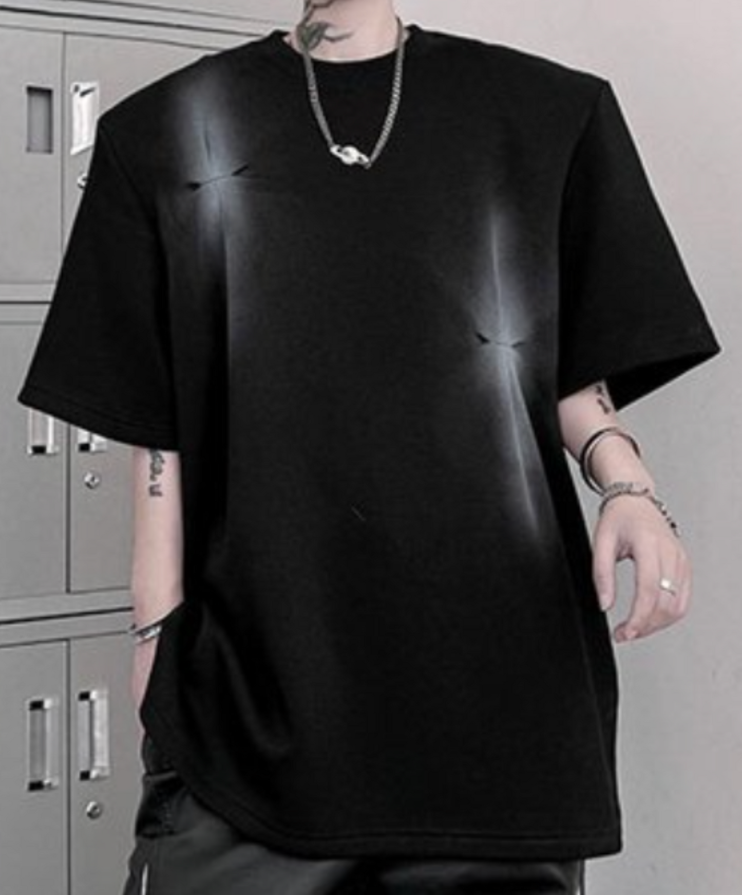 dark space-themed spray pattern t-shirt EN2097