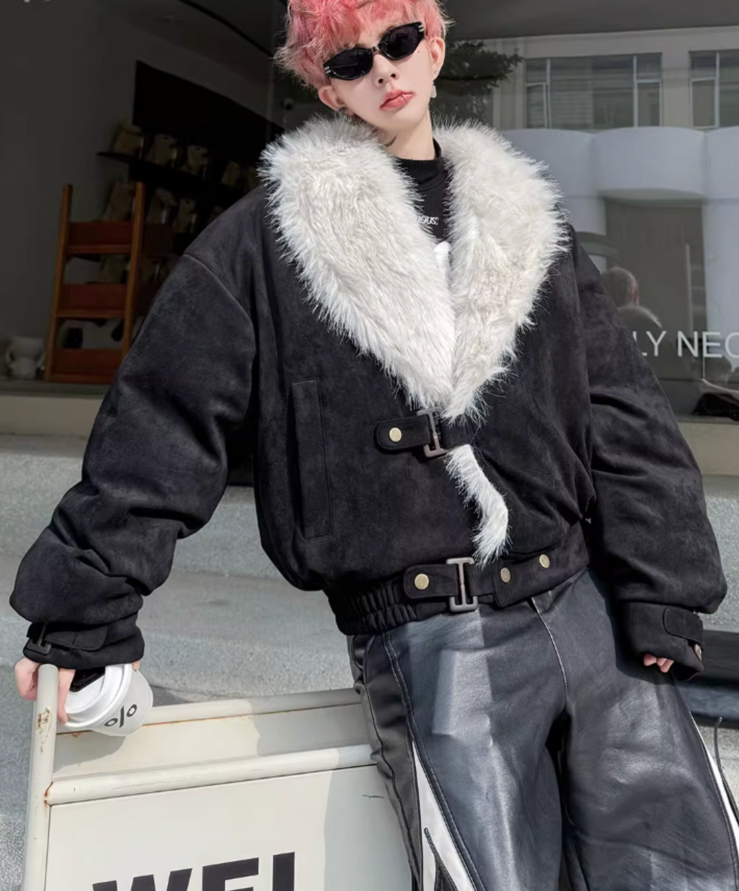 fleece-lined faux fur jacket EN2586