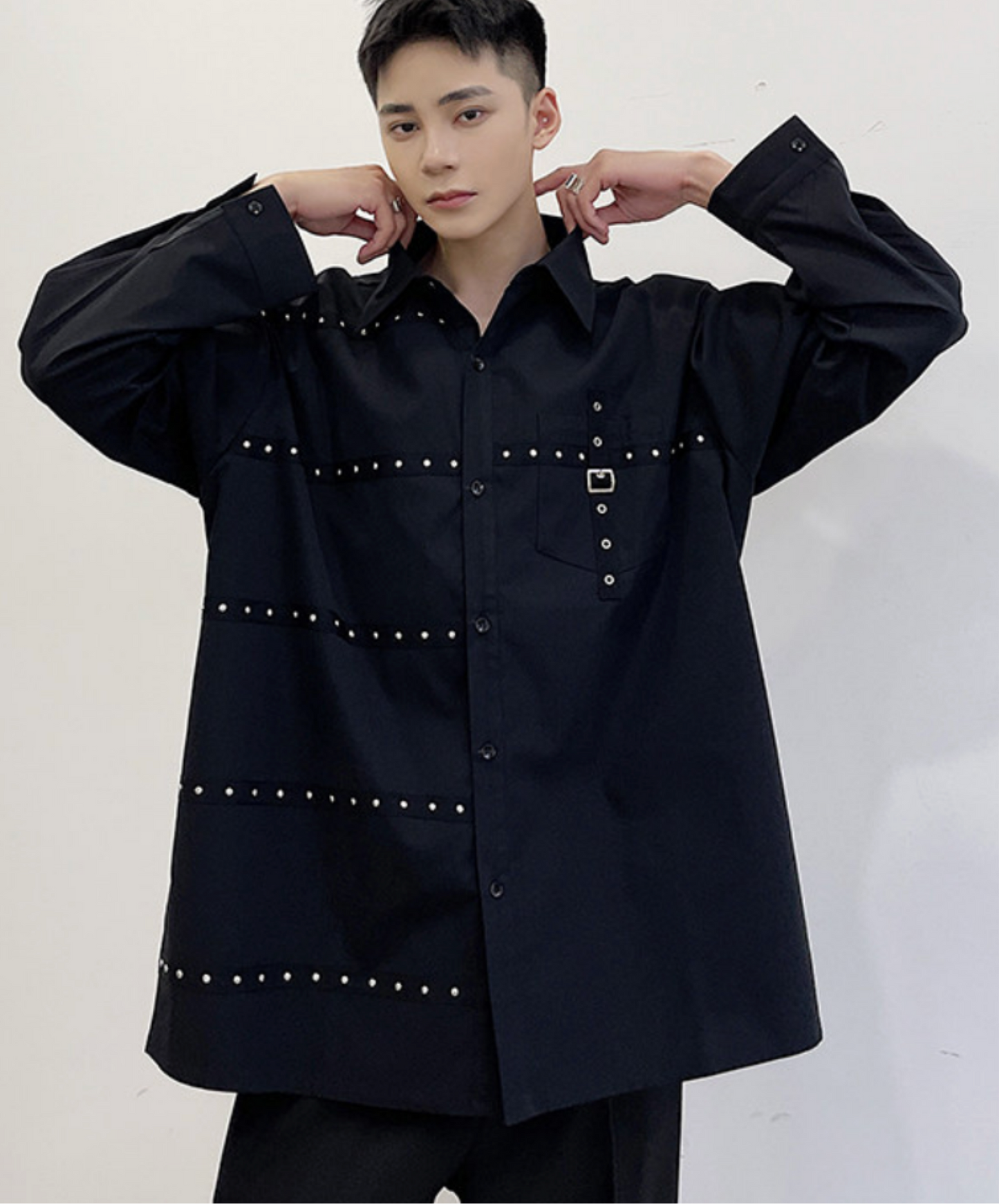 dark unique stud design shirt EN2668