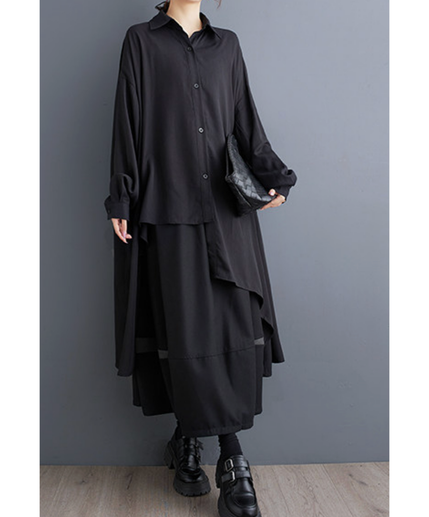 dark asymmetrical loose long shirt EN2702