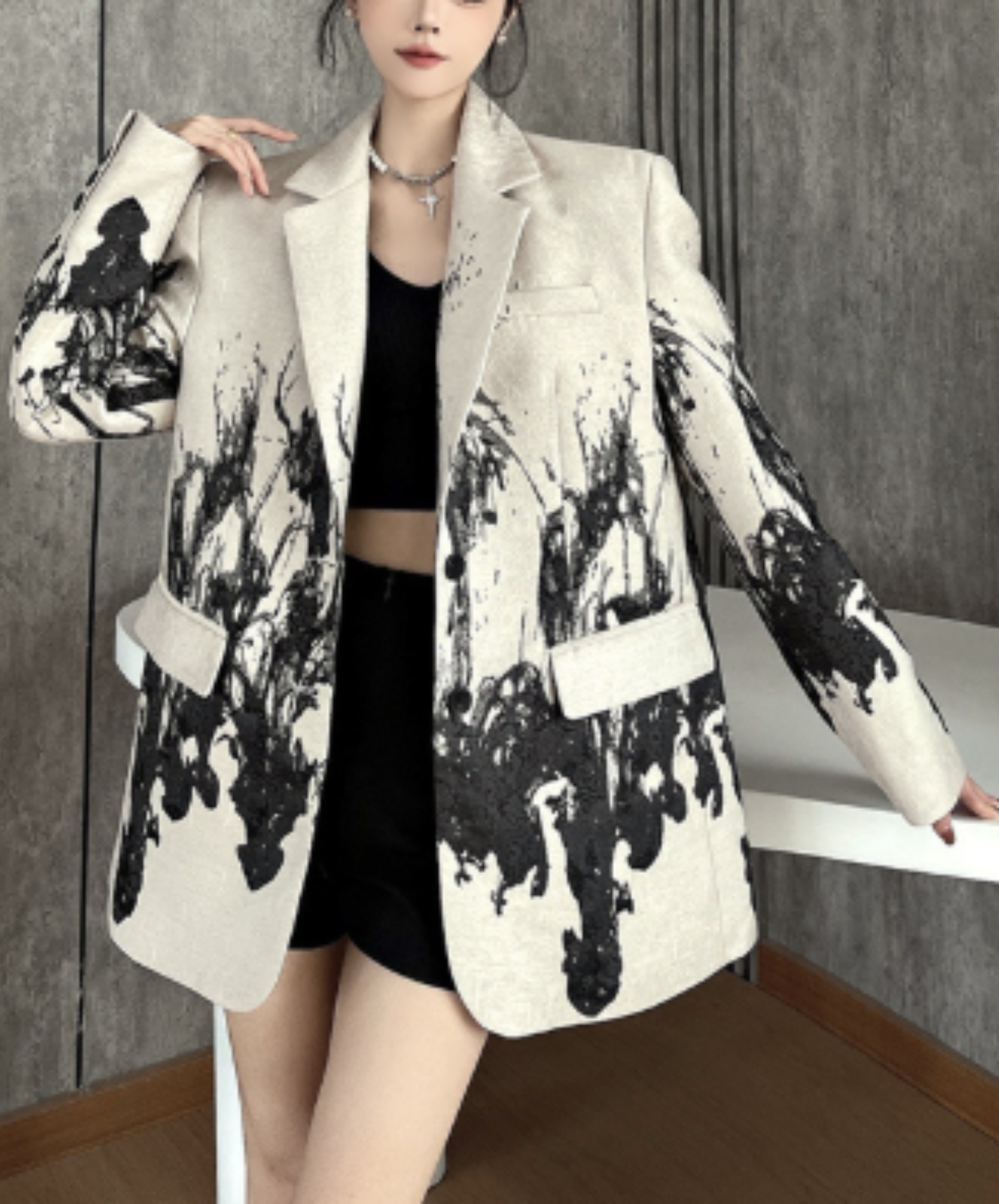 ink painting pattern hard jacket EN3091