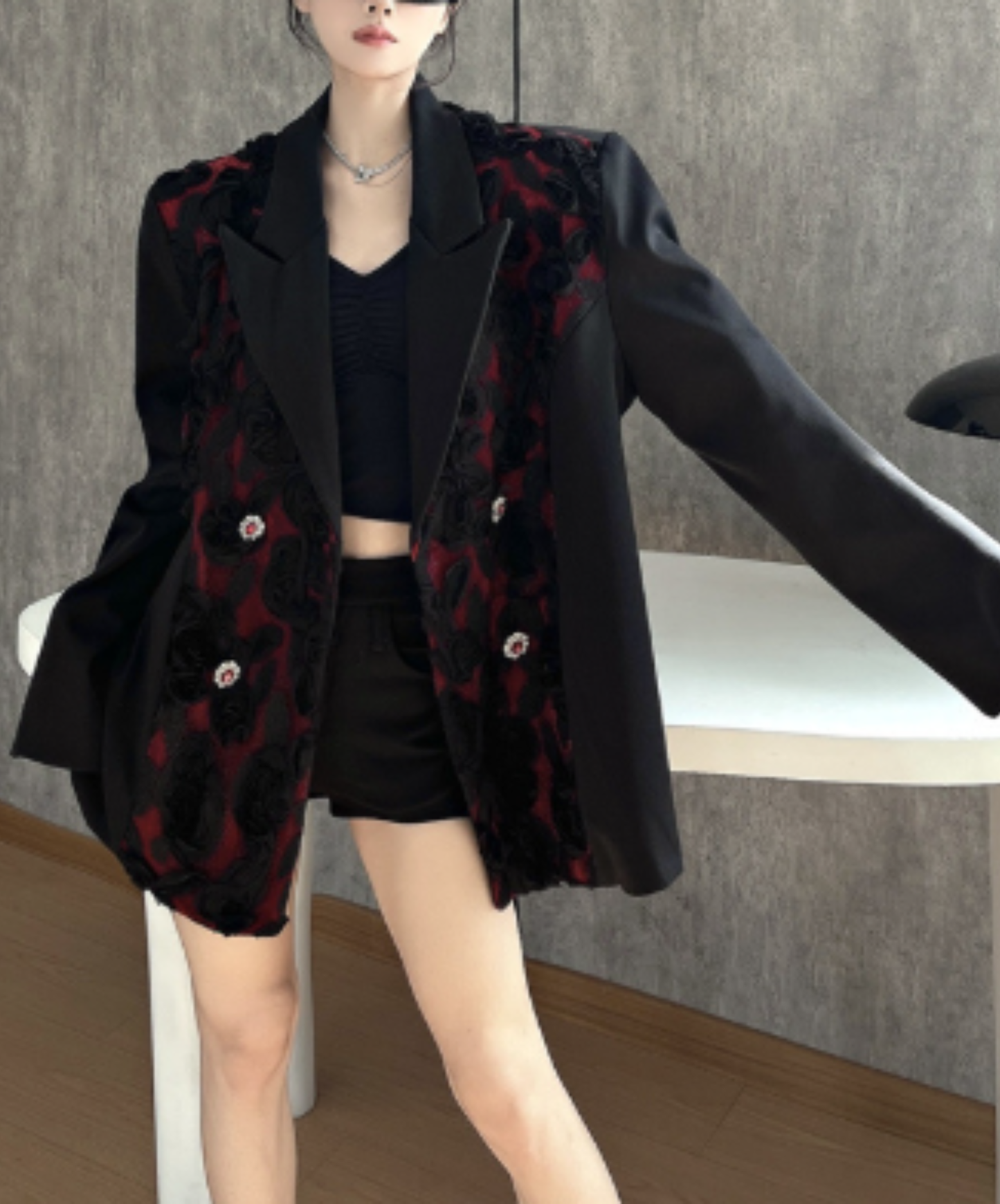 elegant rose motif jacket EN3092
