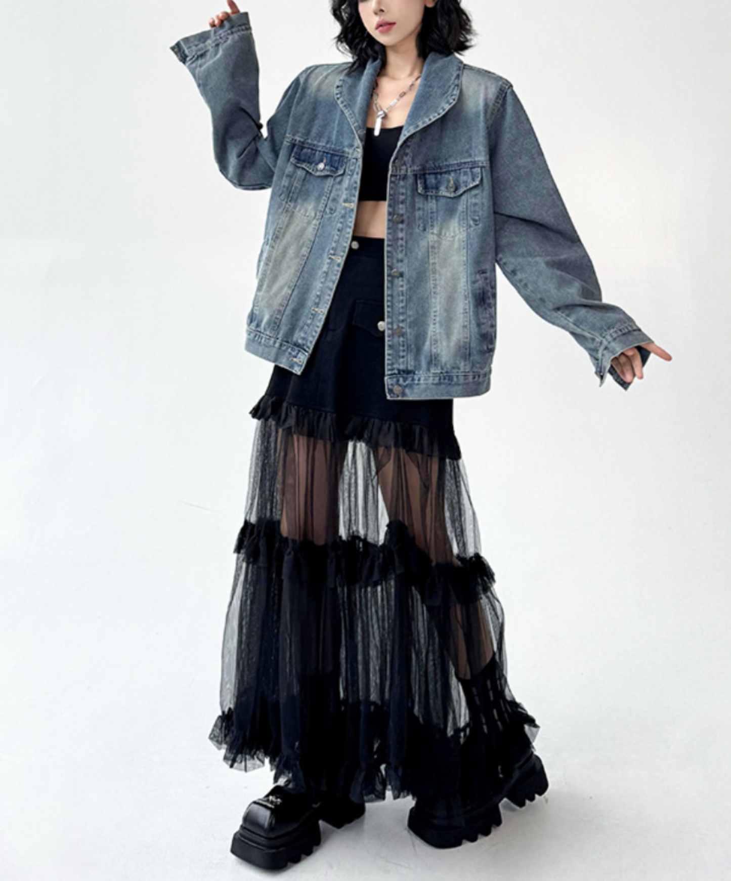 tulle tiered frills skirt EN2306