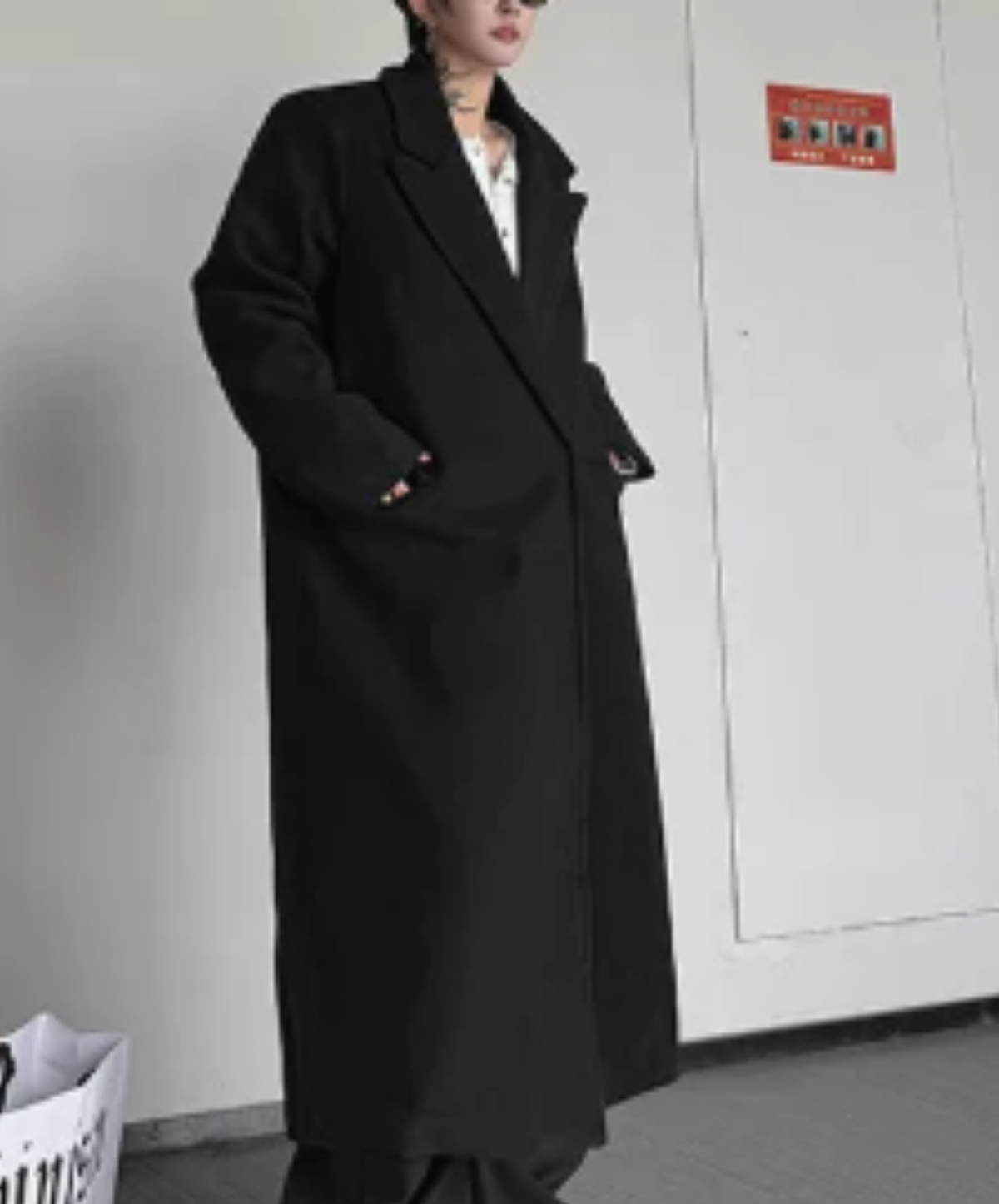 peak lapels long chesterfield coat EN3231