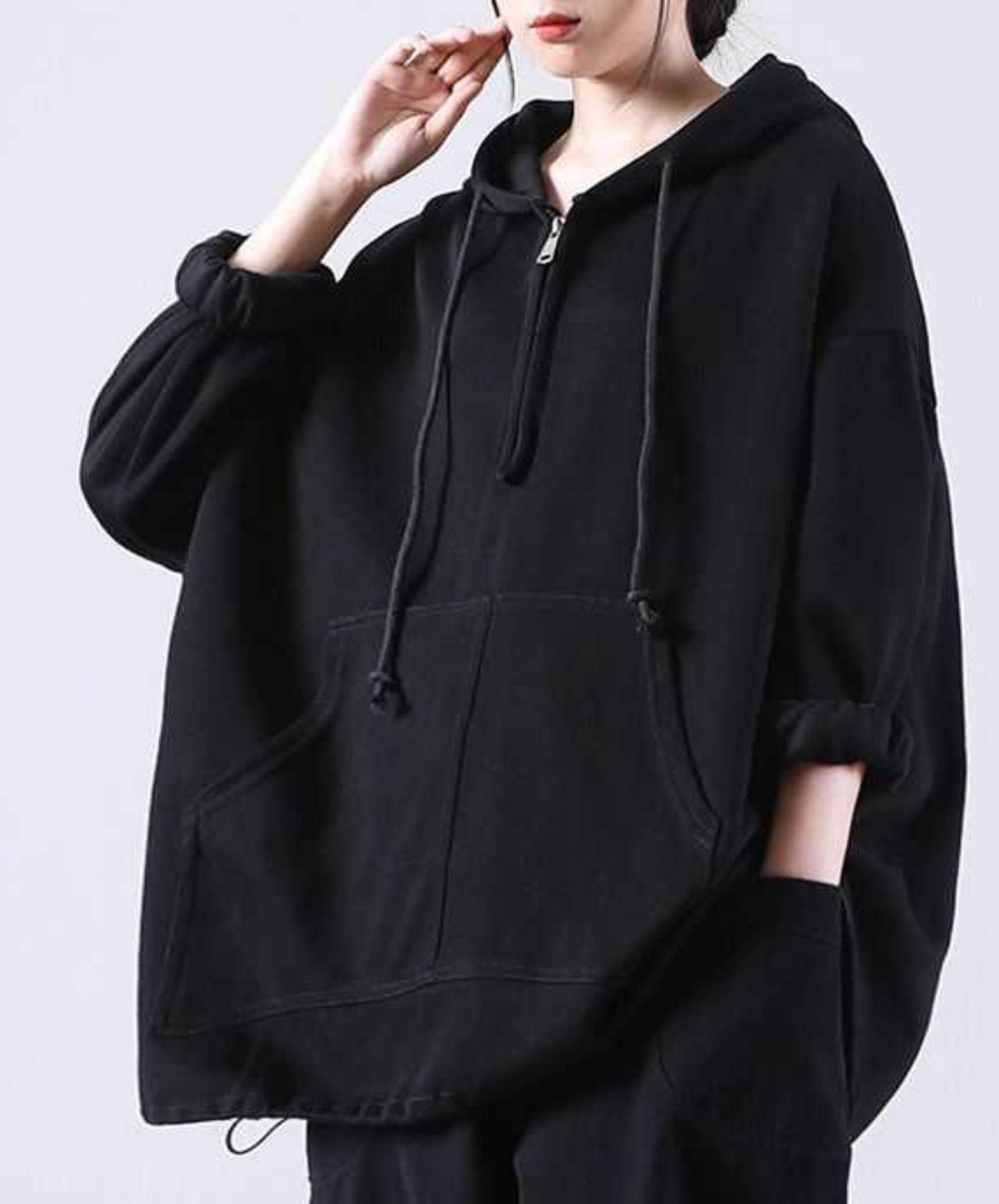 drawstring half zipper hoodie EN2485
