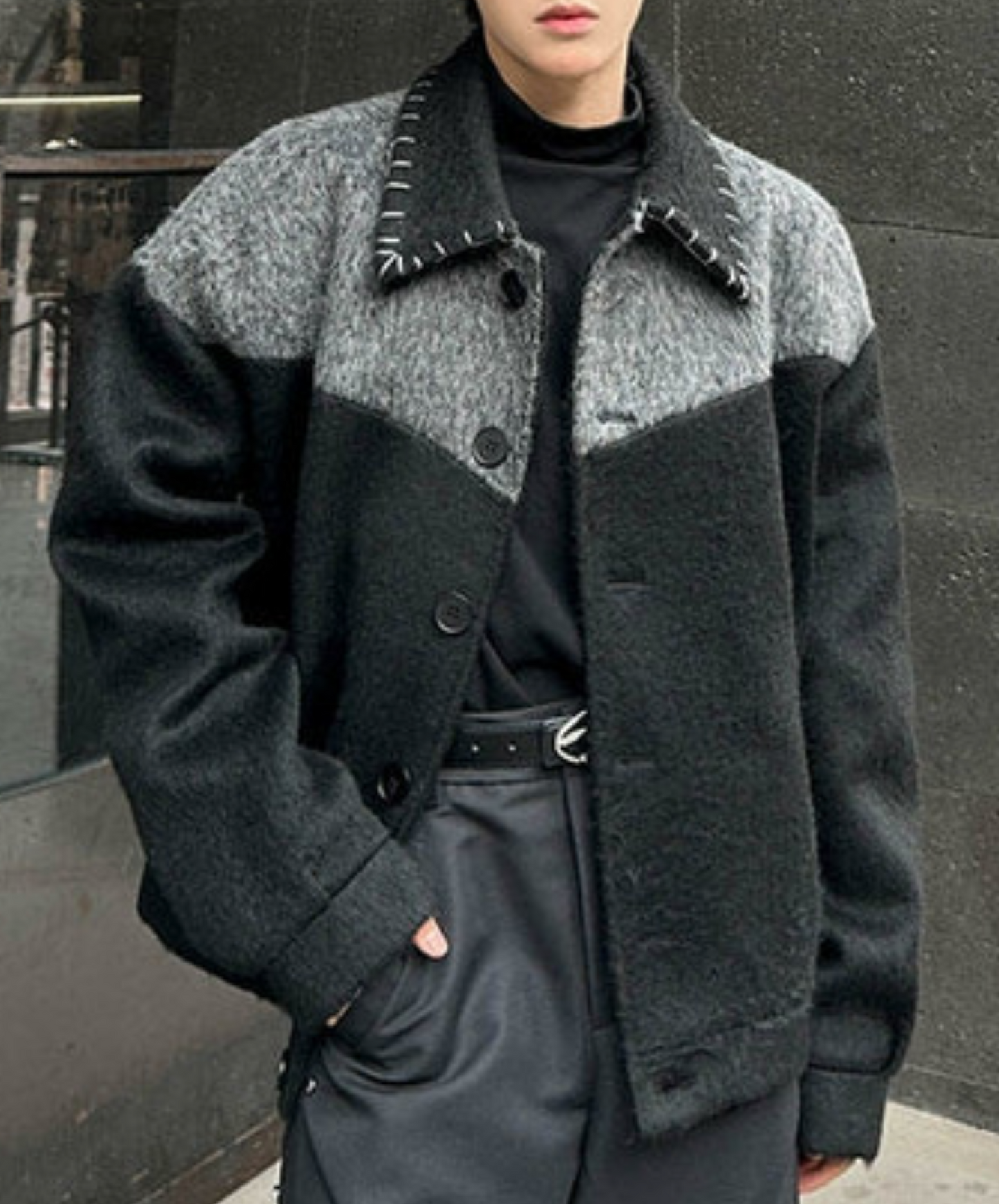 contrast color stitching jacket EN2385