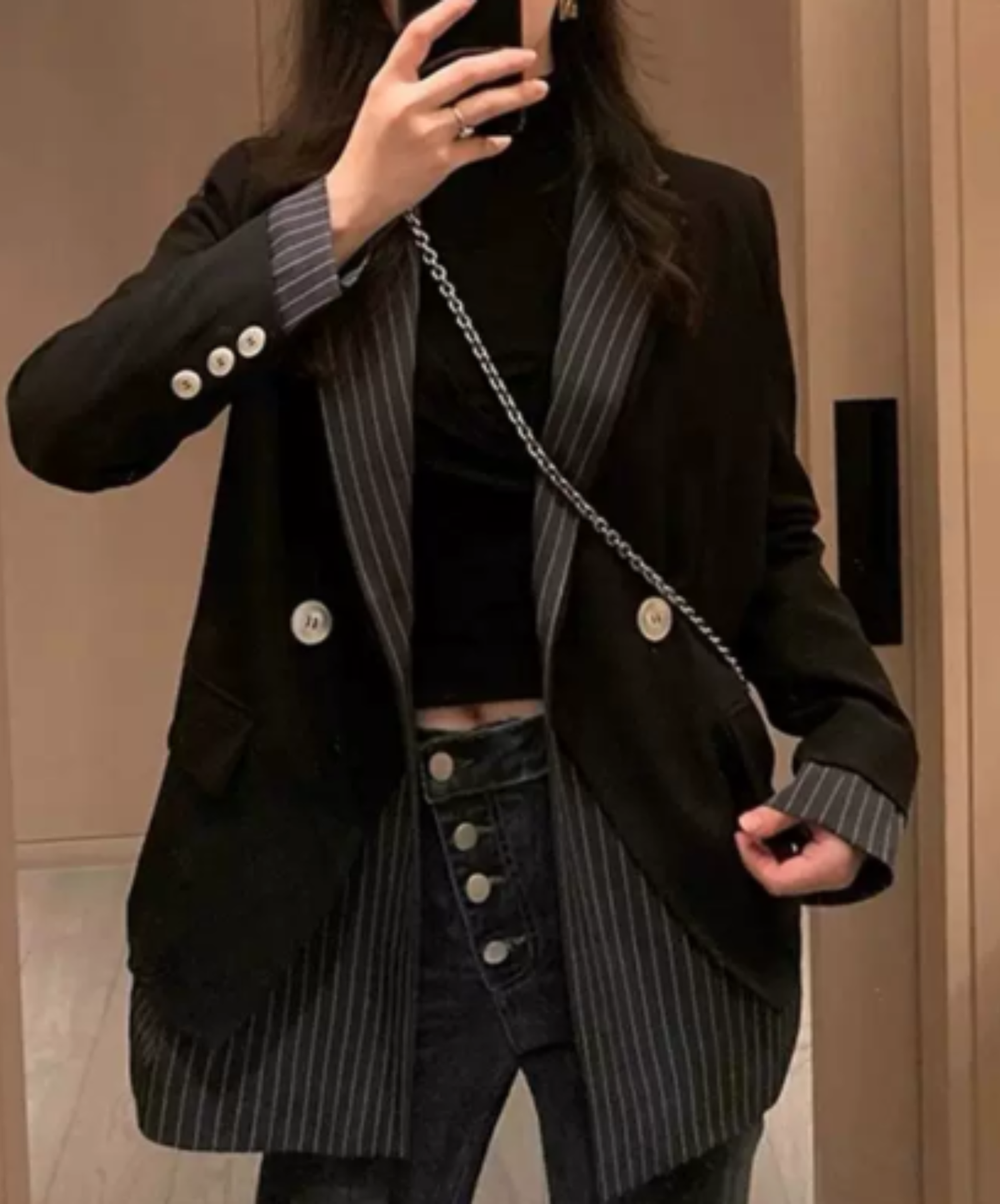 striped double-breasted design jacket EN3224