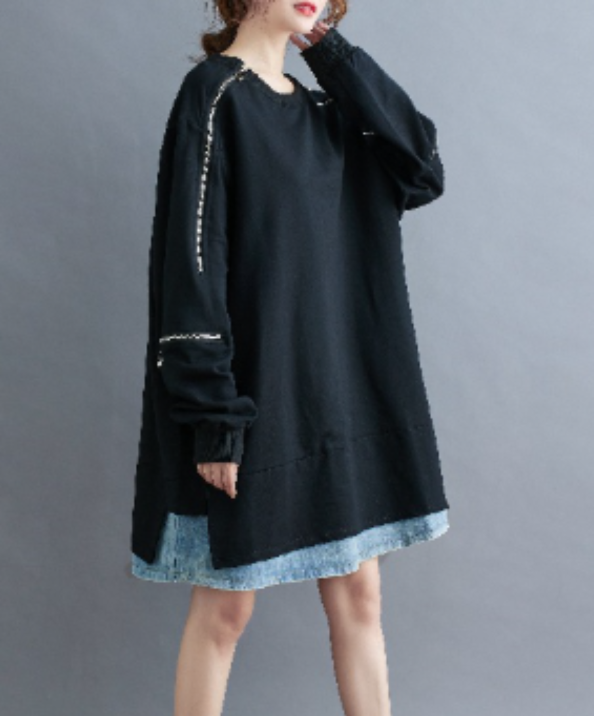 zip-detail side slits sweatshirt EN3217