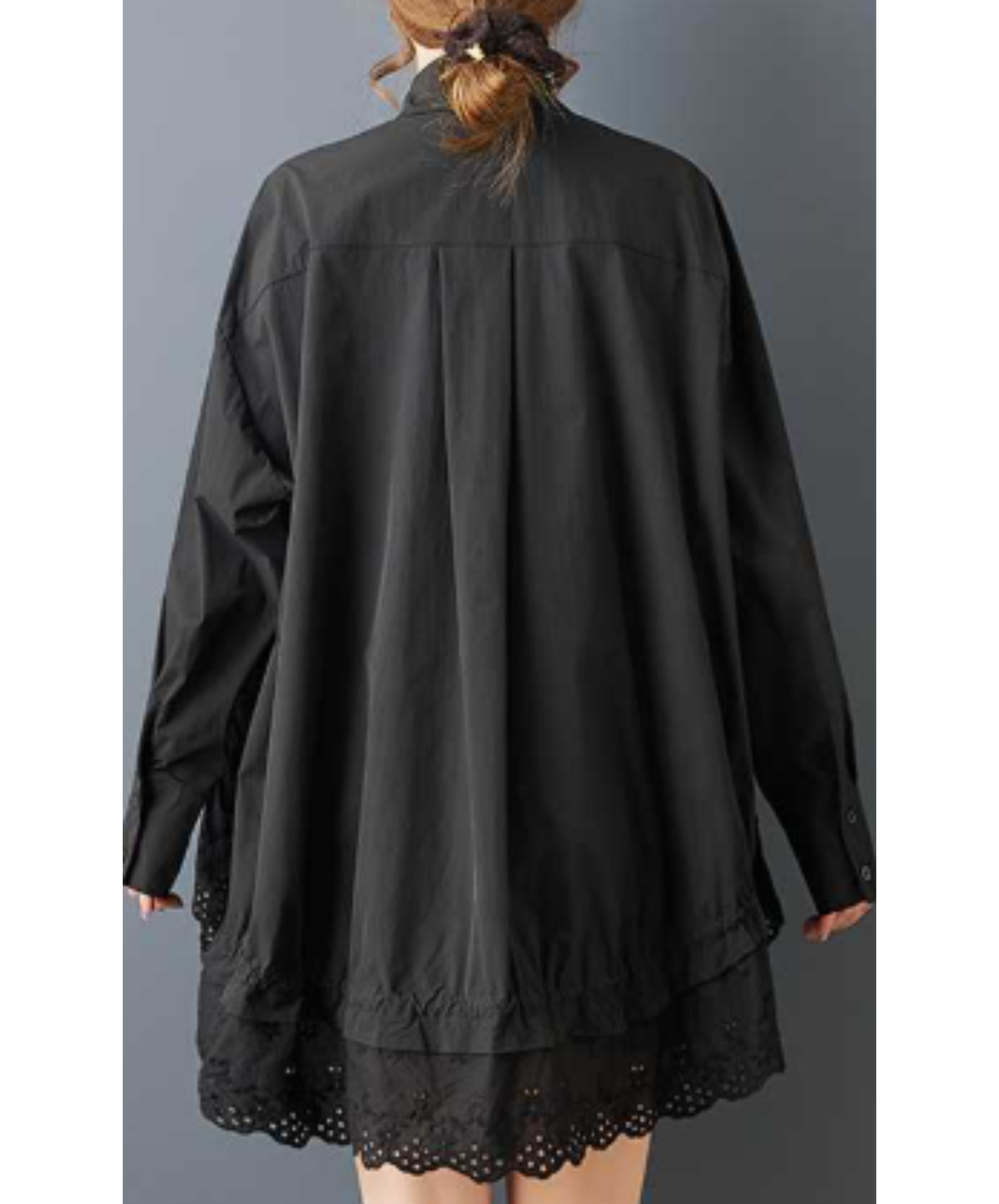 asymmetrical scalloped lace shirt EN3233