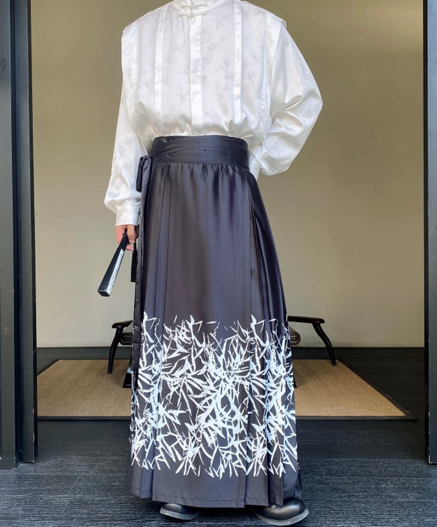 chinese style pleated long skirt EN1193