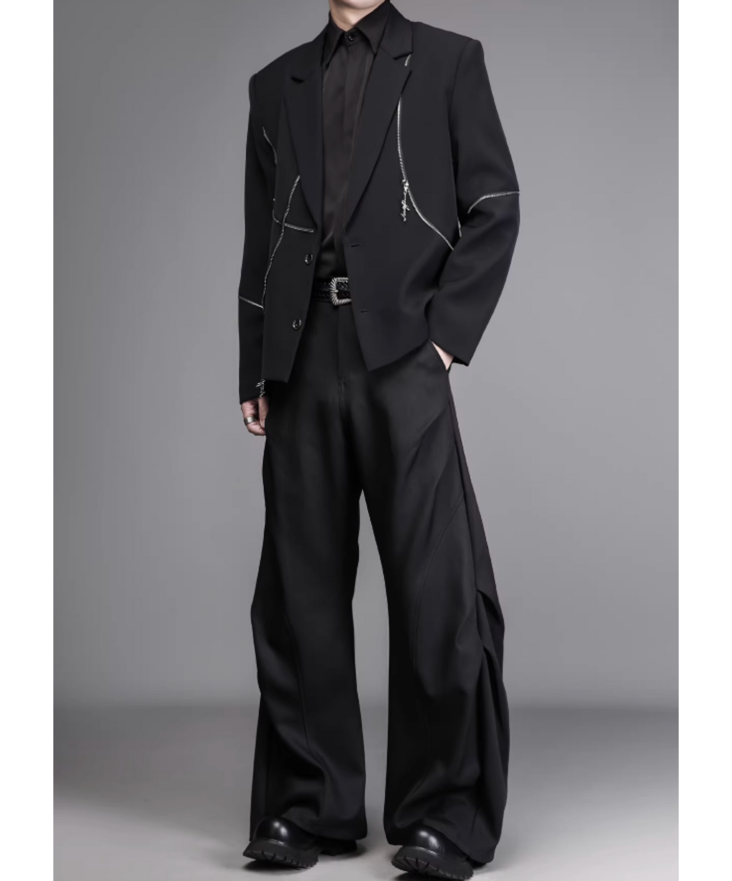 punk style asymmetrical zipper jacket EN2801