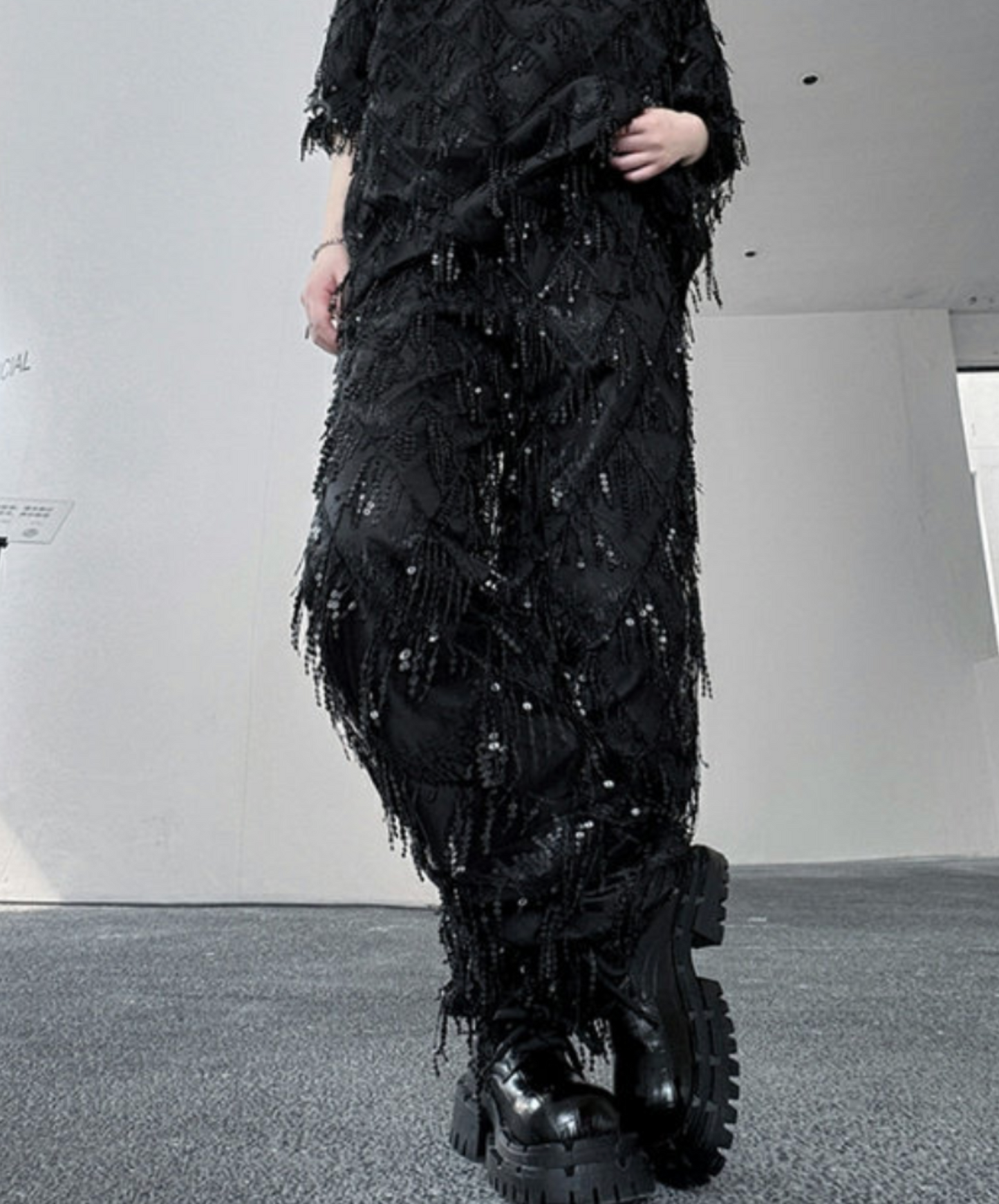 sequin tassel diamond wide pants EN2654