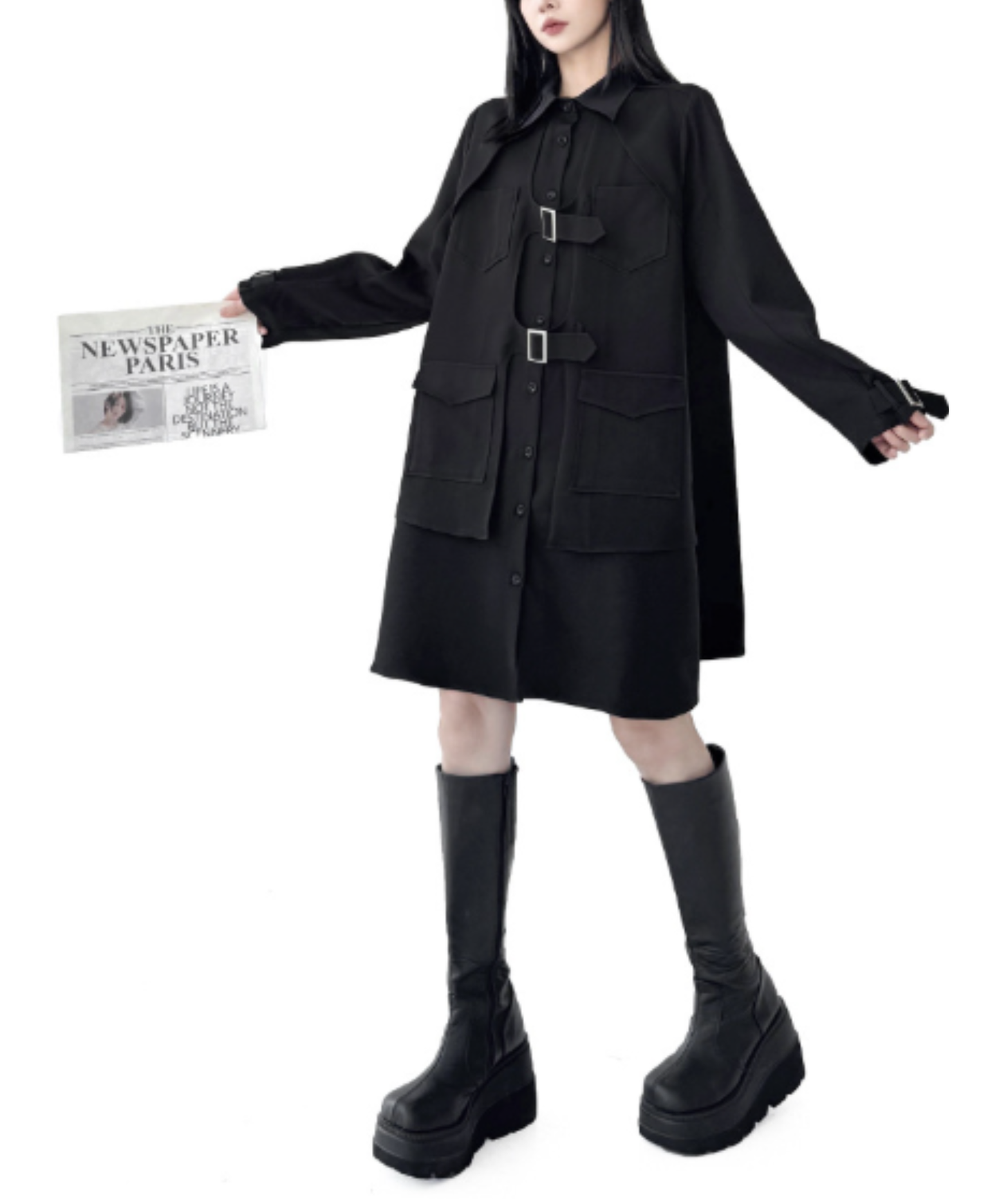 straight silhouette long shirt EN2901