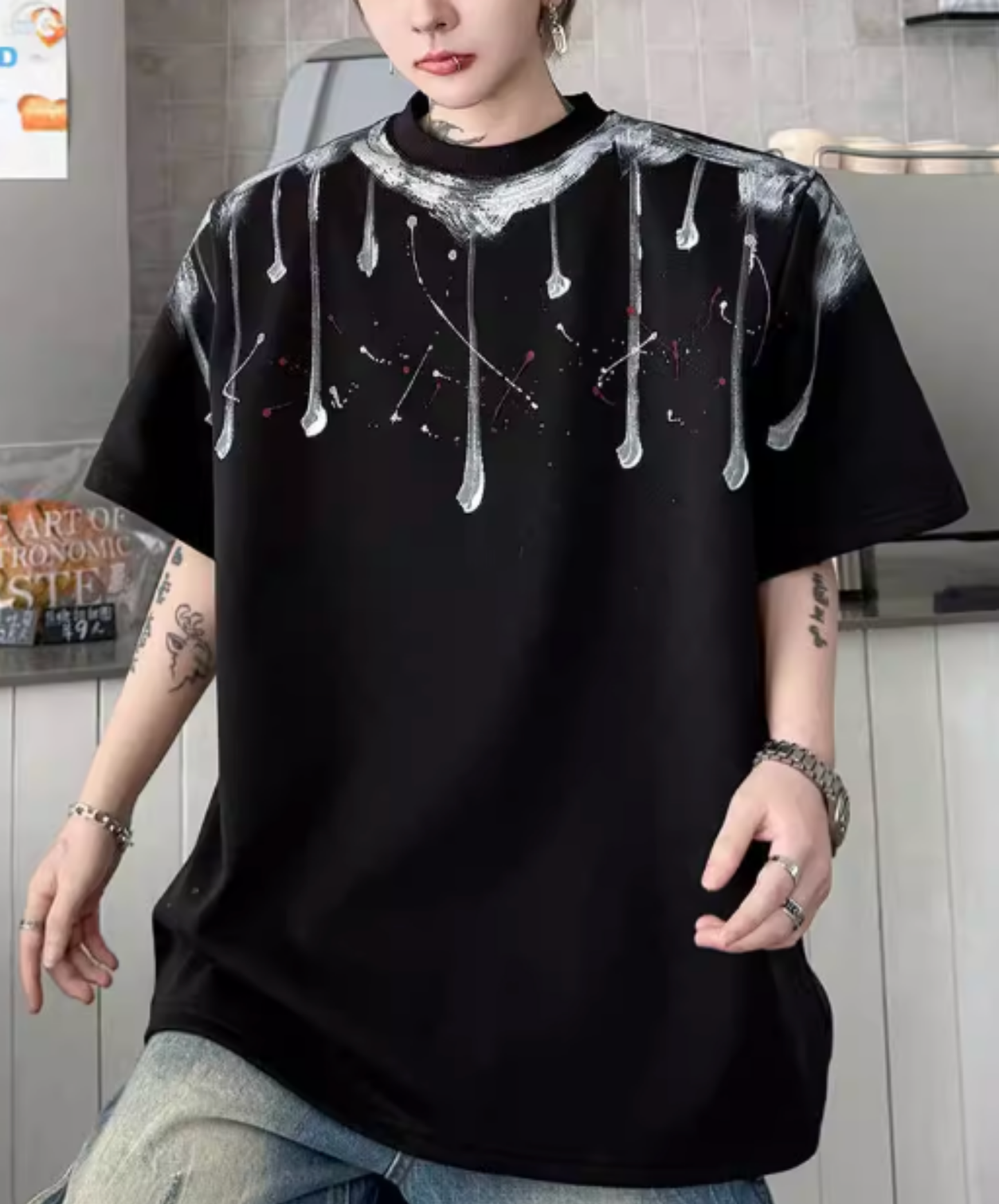 splatter print short-sleeved t-shirt EN2823