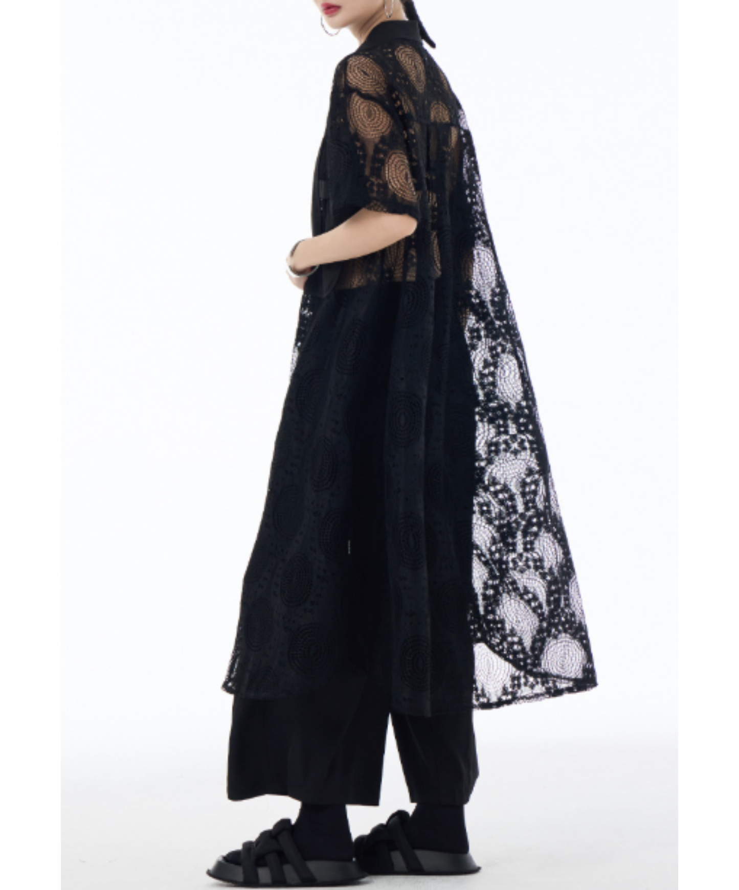 jacquard lace see-through vest EN2983