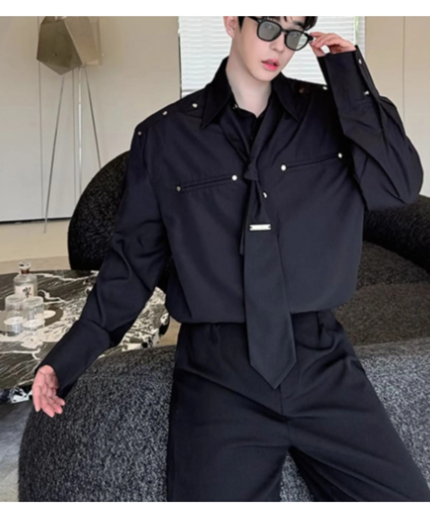 tie with metal rivets shirt EN3025