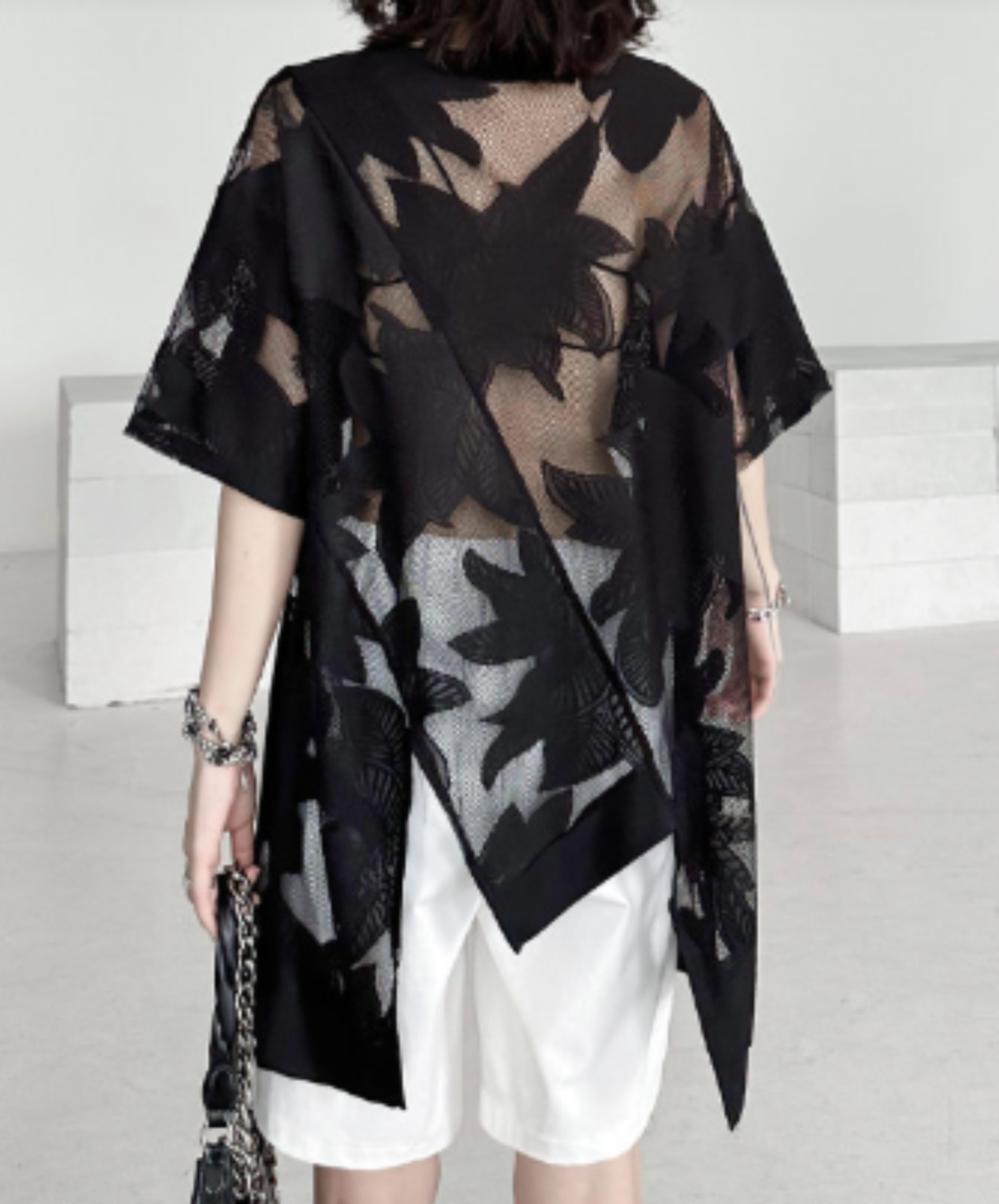 dark heavy jacquard asymmetrical t-shirt EN2984