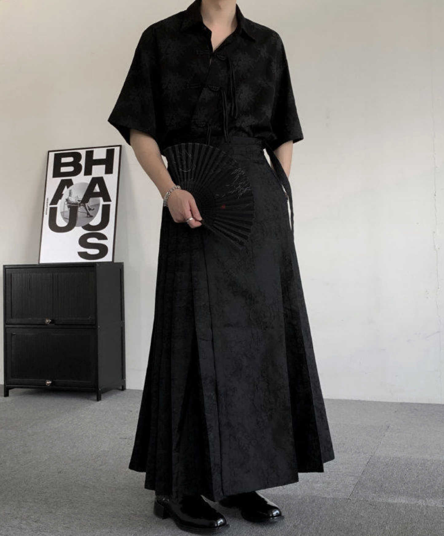 jacquard pleated loose fit skirt EN2705