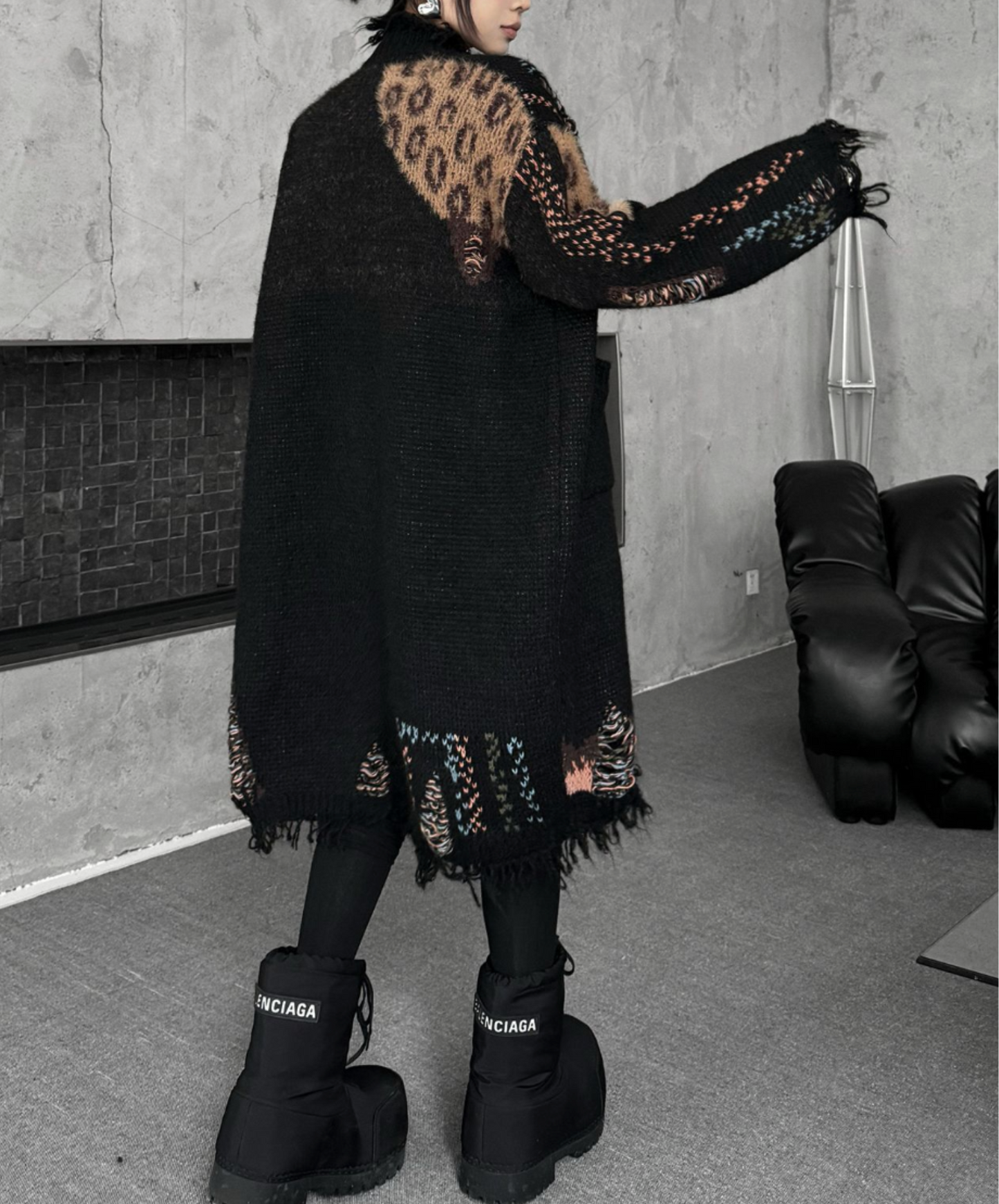 leopard print patchwork cardigan EN2575