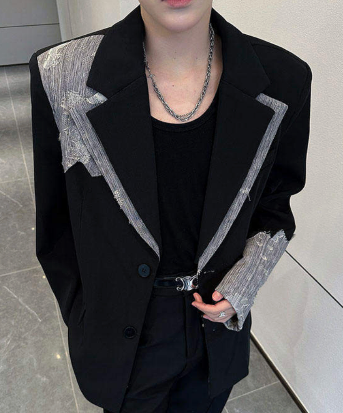 【style95】dark mode outfit set EN2869（jacket + shirt + pants set）