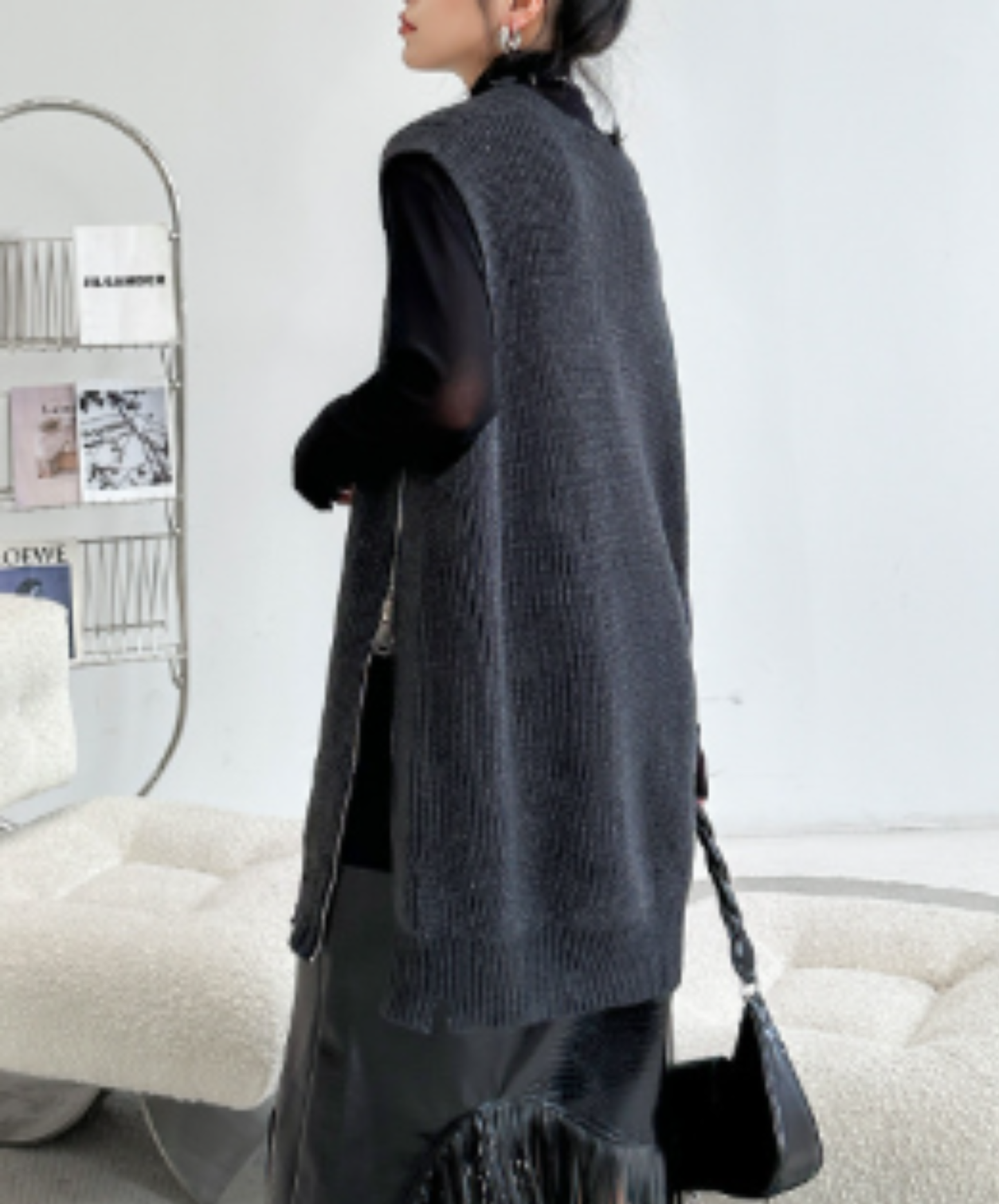 loose-fitting v-neck top side zips sweater EN3155