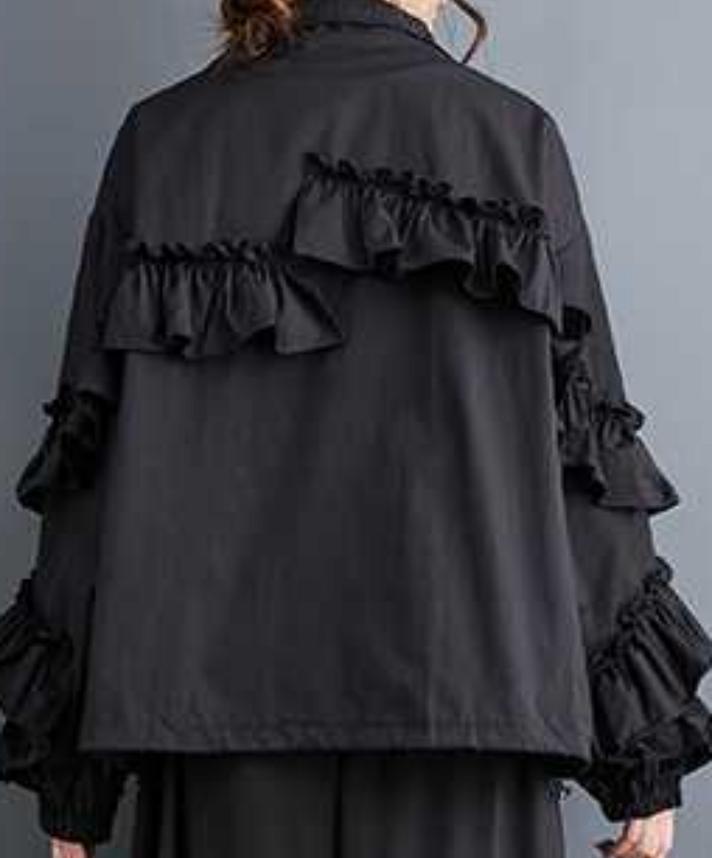 dark layered frill high neck jacket EN2353