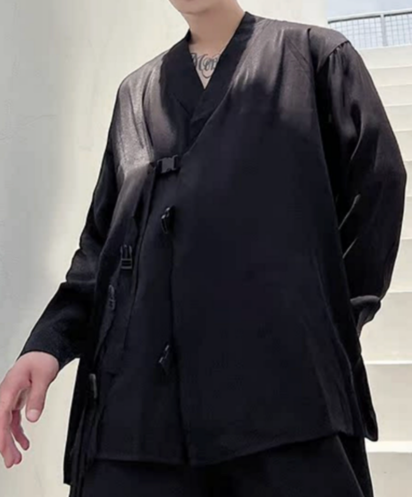 chinese style buckle belt shirt EN2429