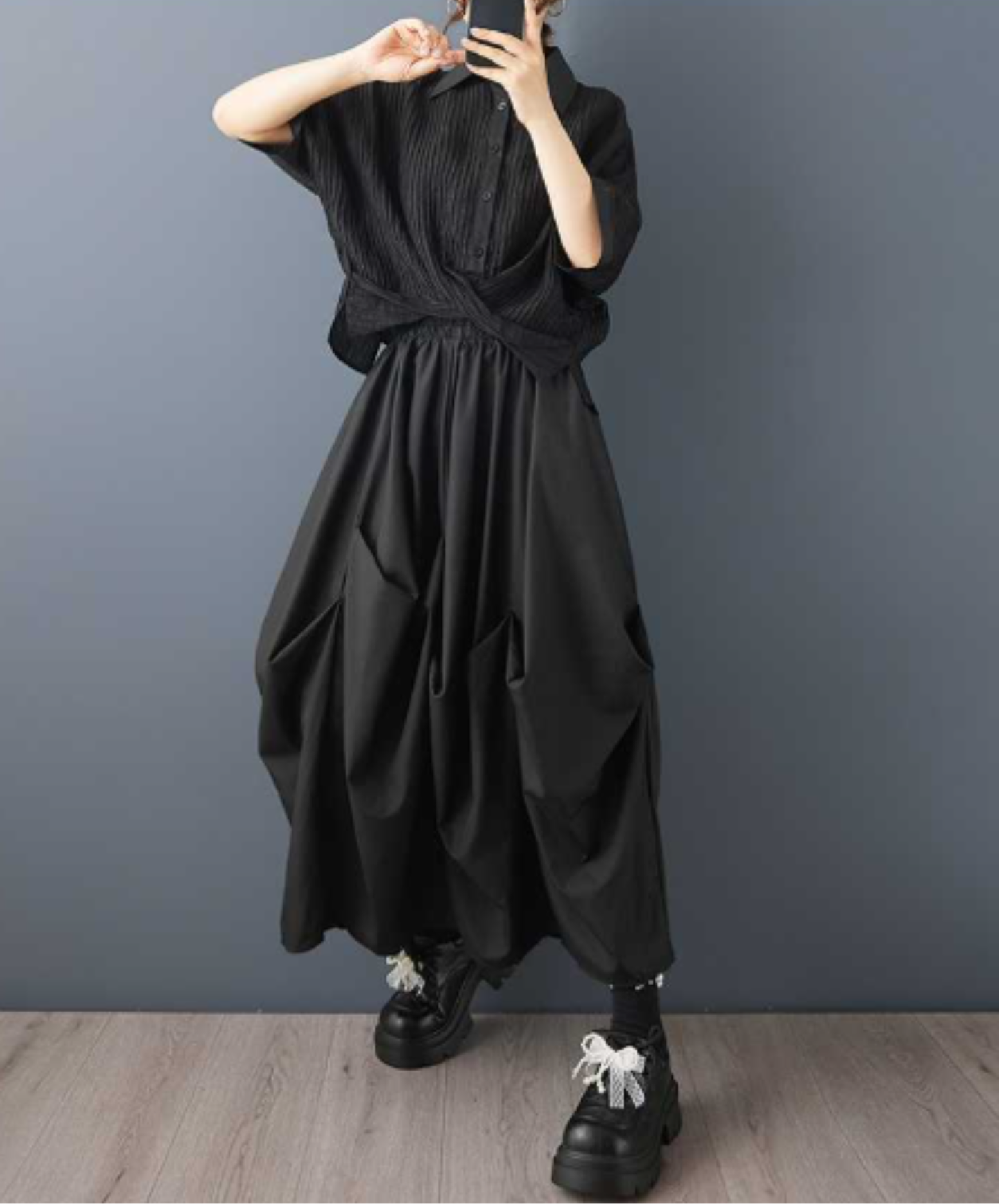 korean-style oversized patchwork wide pants EN3057