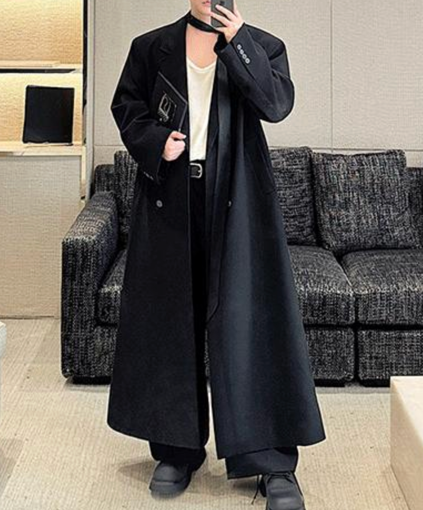 thick double-breasted long coat EN2509