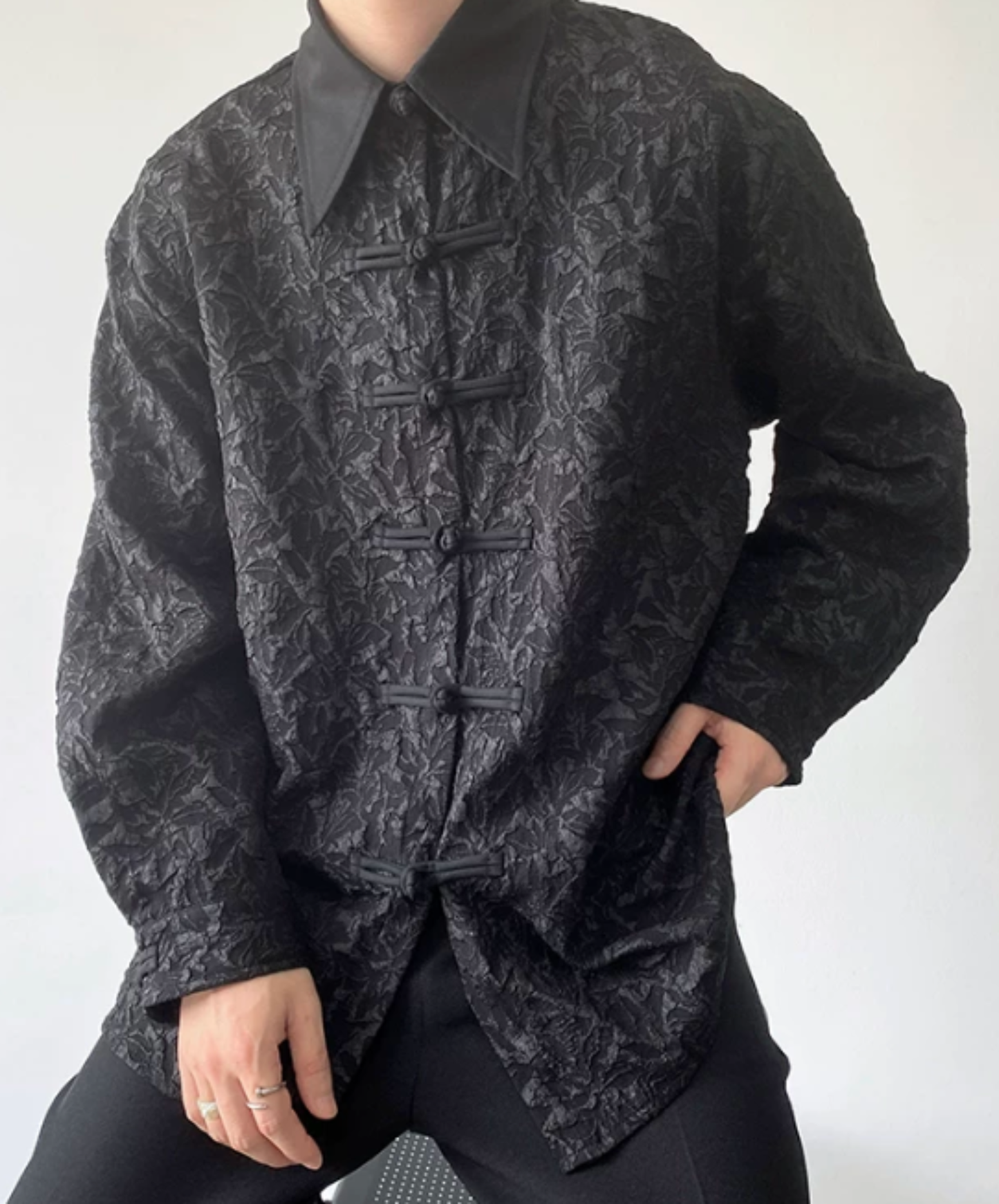 3d embroidered jacquard collar shirt EN2892