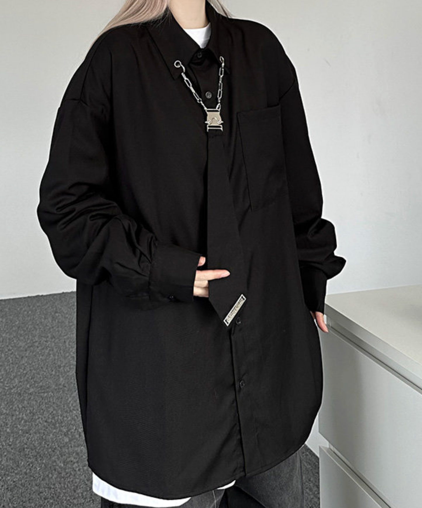 metal chain tie shirt EN2746