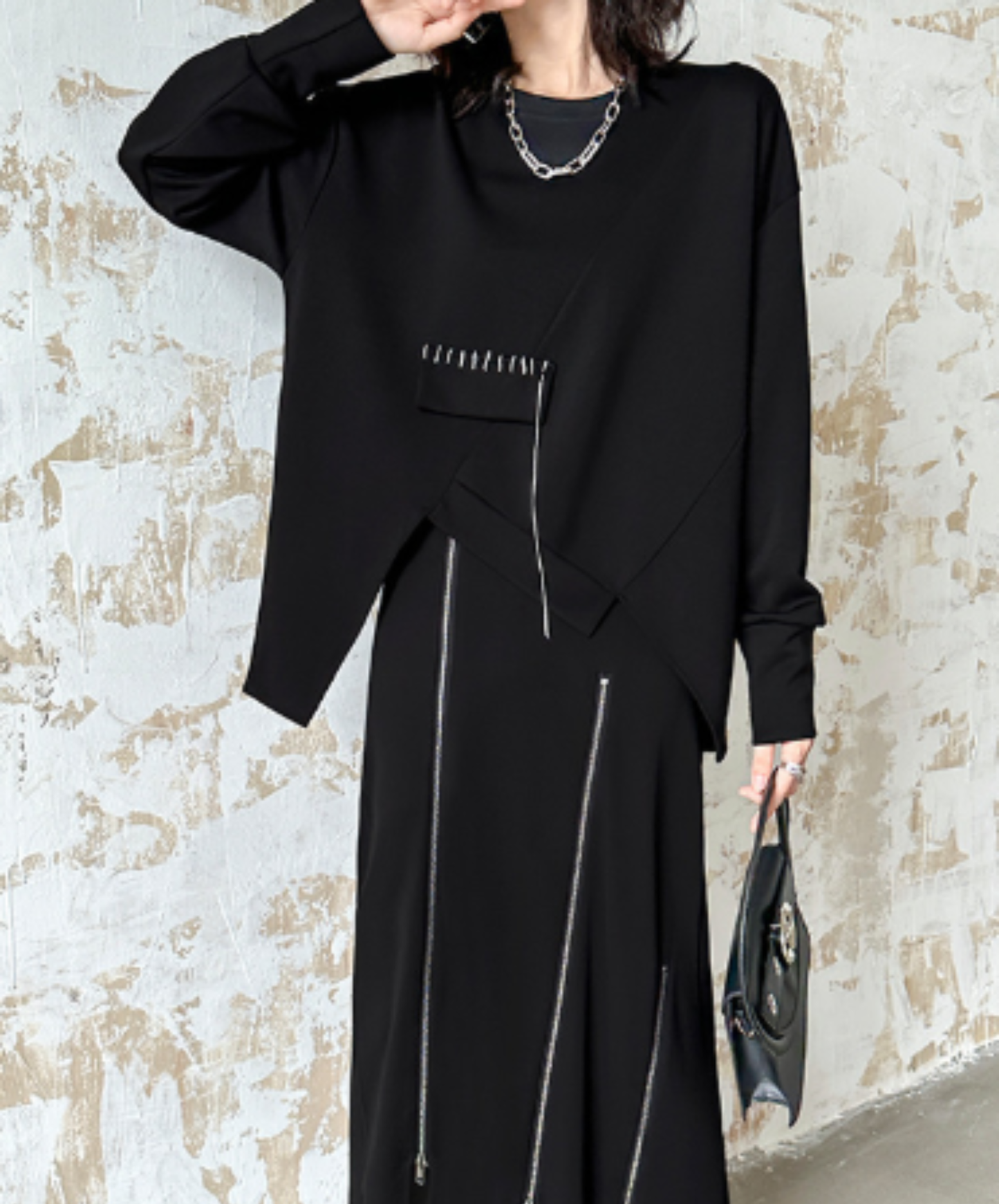 iIrregular seam line design sweatshirt EN3134