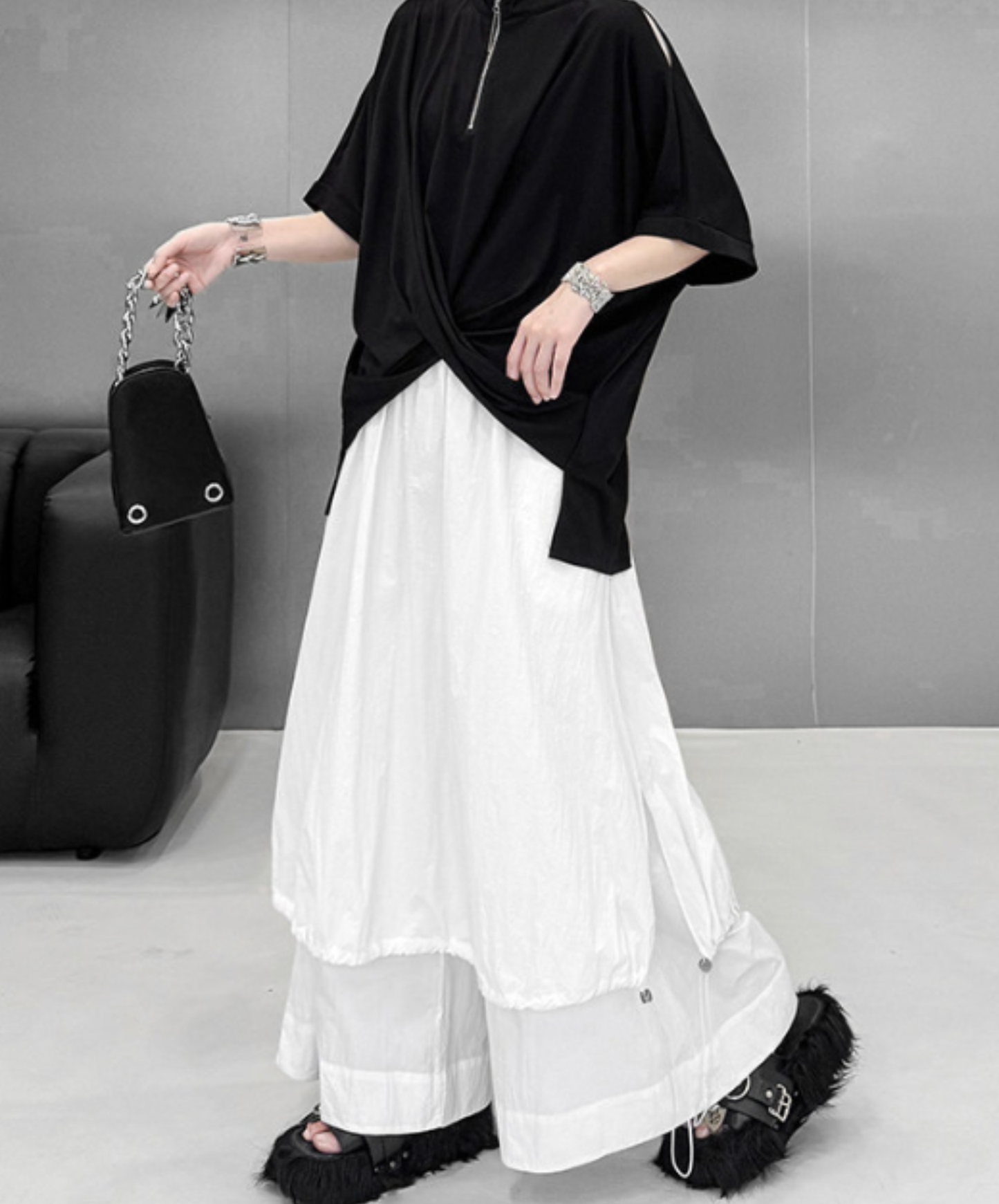 crossover hem zip t-shirt EN2891