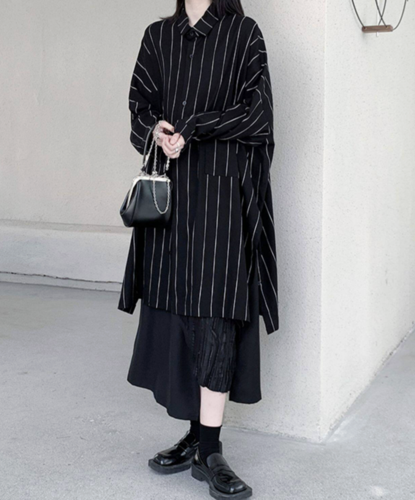 dark big silhouette stripe long shirt EN2777