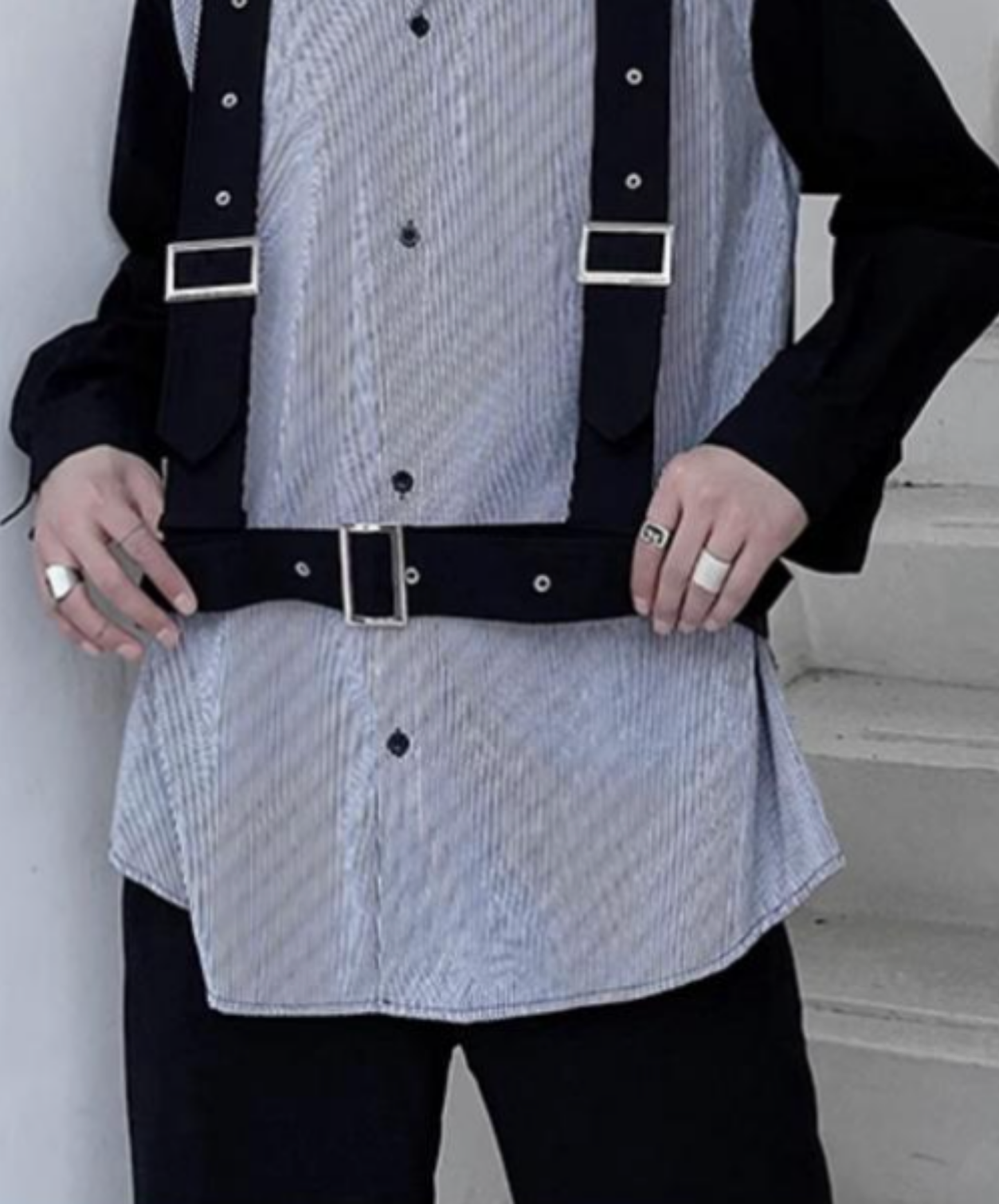 extra-thick belt with decorative stripes shirt EN2843
