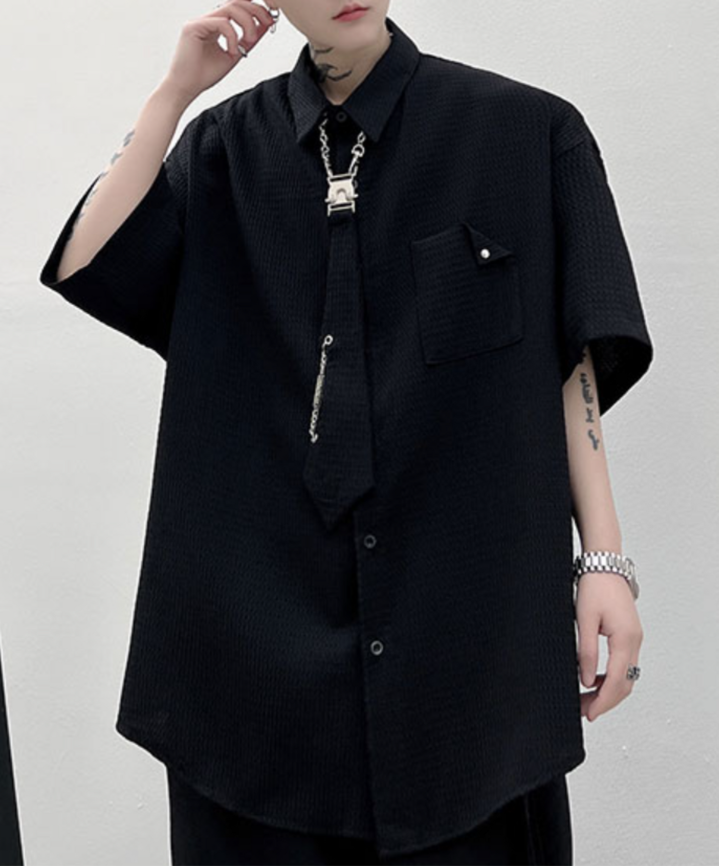 【style65】dark mode outfit set EN1884（jacket + shirt + pants set）