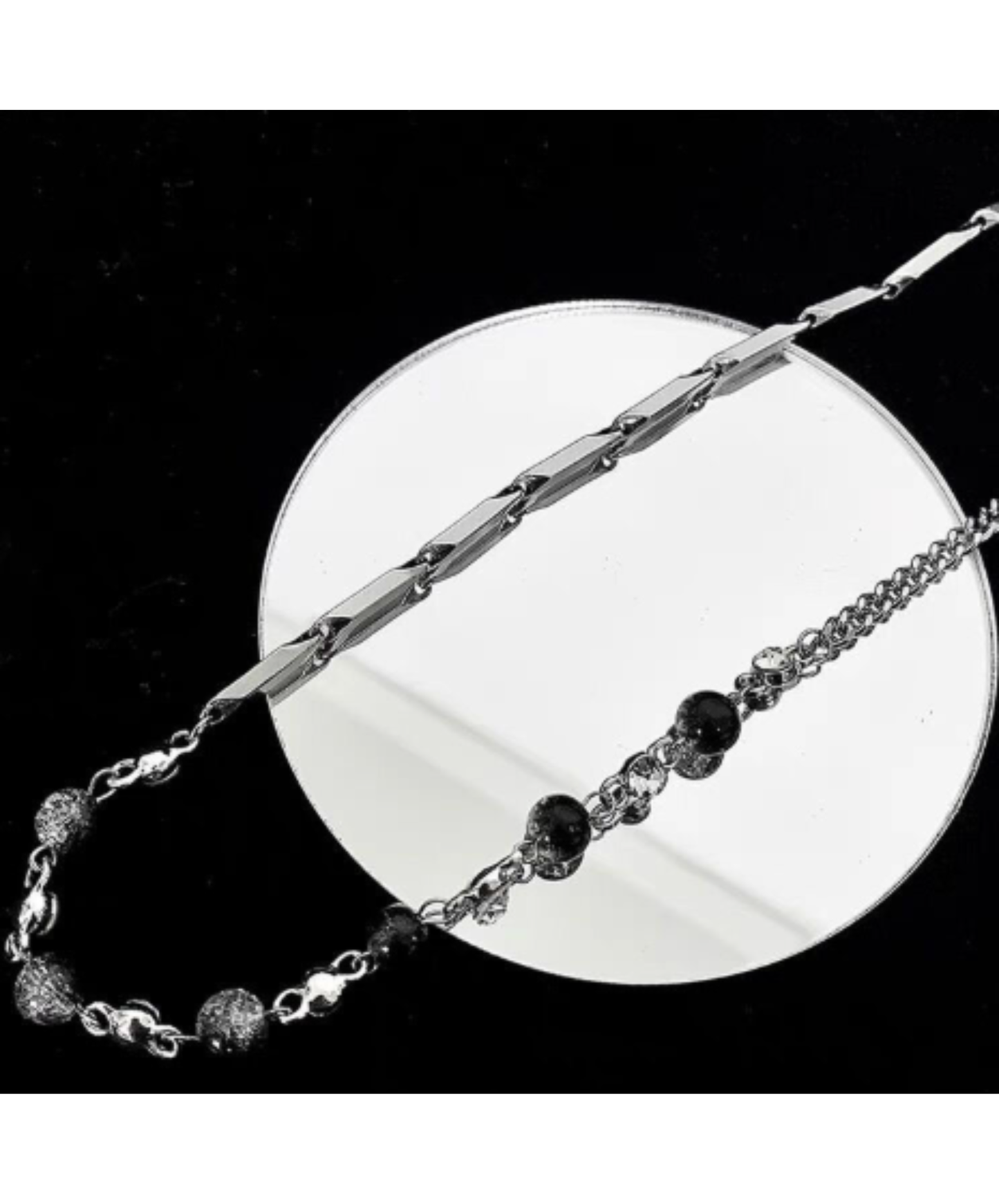 silver chain clear parts necklace EN2930