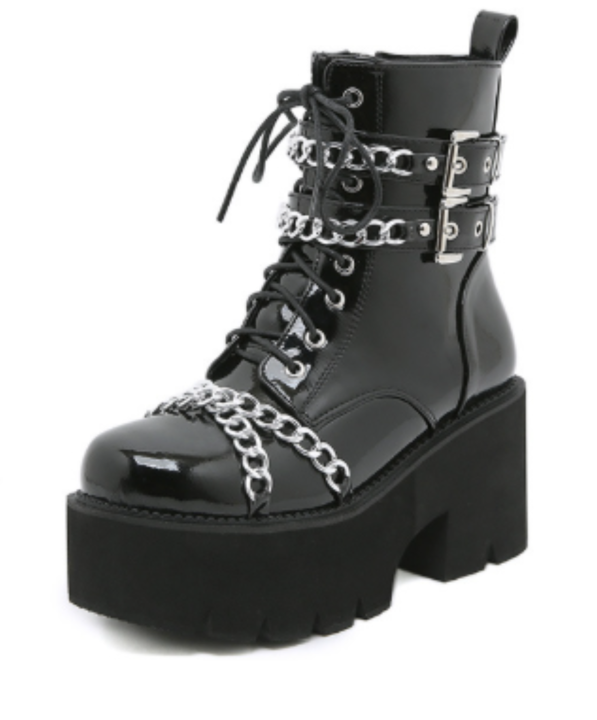 heavy-duty metal chain block heels boots EN3246